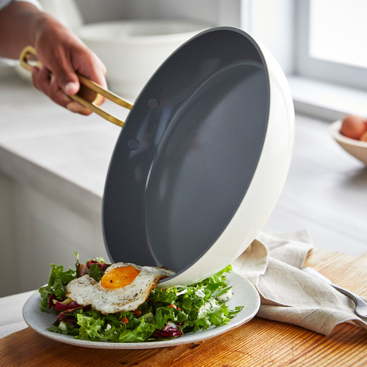 GreenPan Stanley Tucci™ Ceramic Nonstick 6-Piece Cookware Set, 8" & 10" Frypans, 2.5-qt & 3-qt Saucepans, 4-qt Sauté Pan, Carrara White