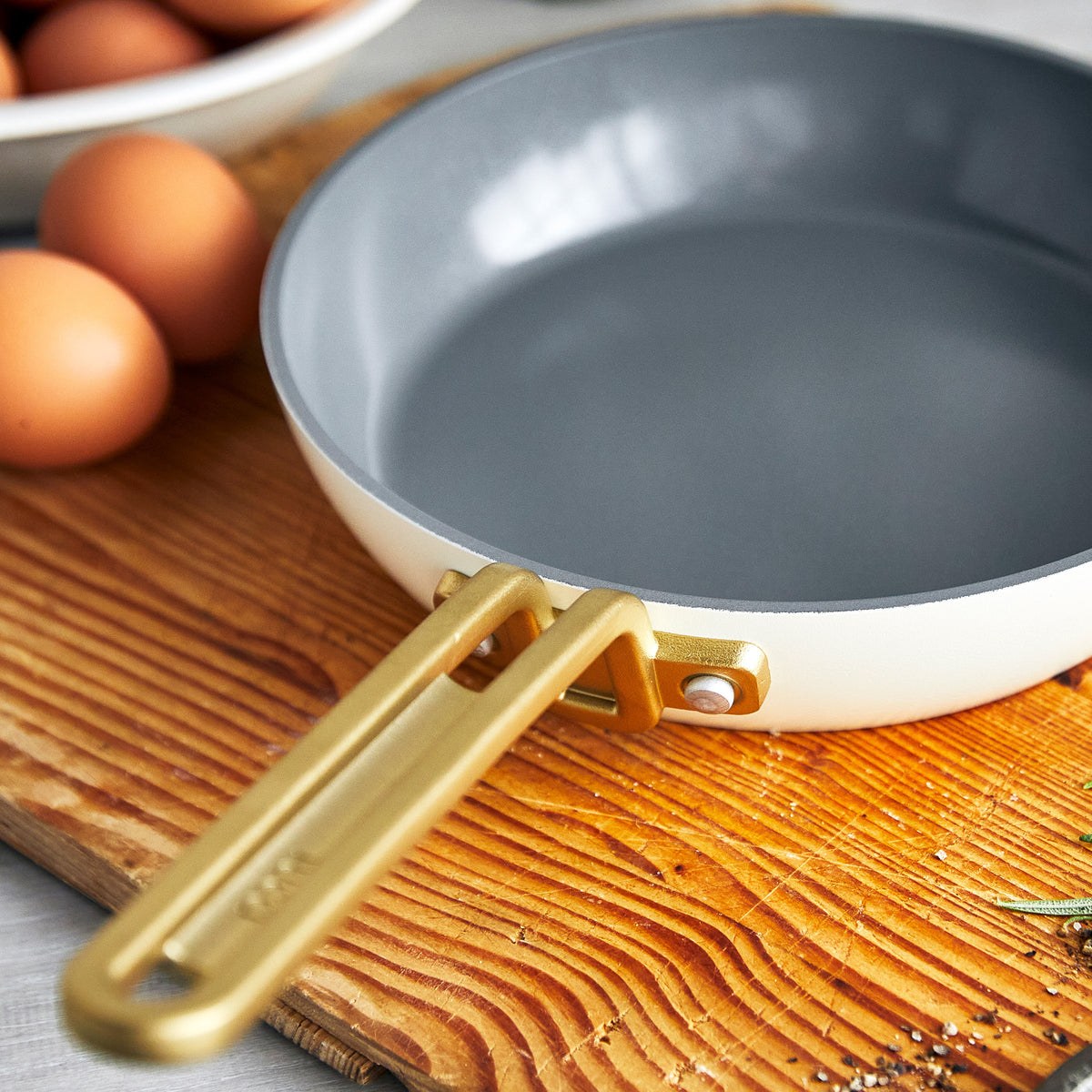 GreenPan Stanley Tucci™ Ceramic Nonstick 6-Piece Cookware Set, 8" & 10" Frypans, 2.5-qt & 3-qt Saucepans, 4-qt Sauté Pan, Carrara White