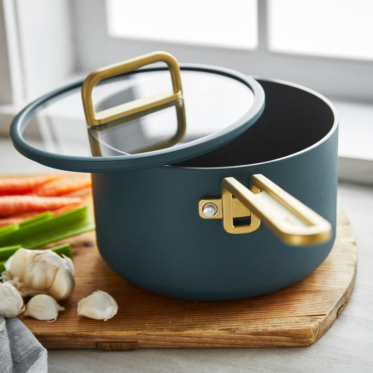 GreenPan Stanley Tucci™ Ceramic Nonstick 4-Piece Chef Set, 10" Frypan, 2.5-Qt Saucepan, 4-Qt Sauté Pan, Venetian Teal