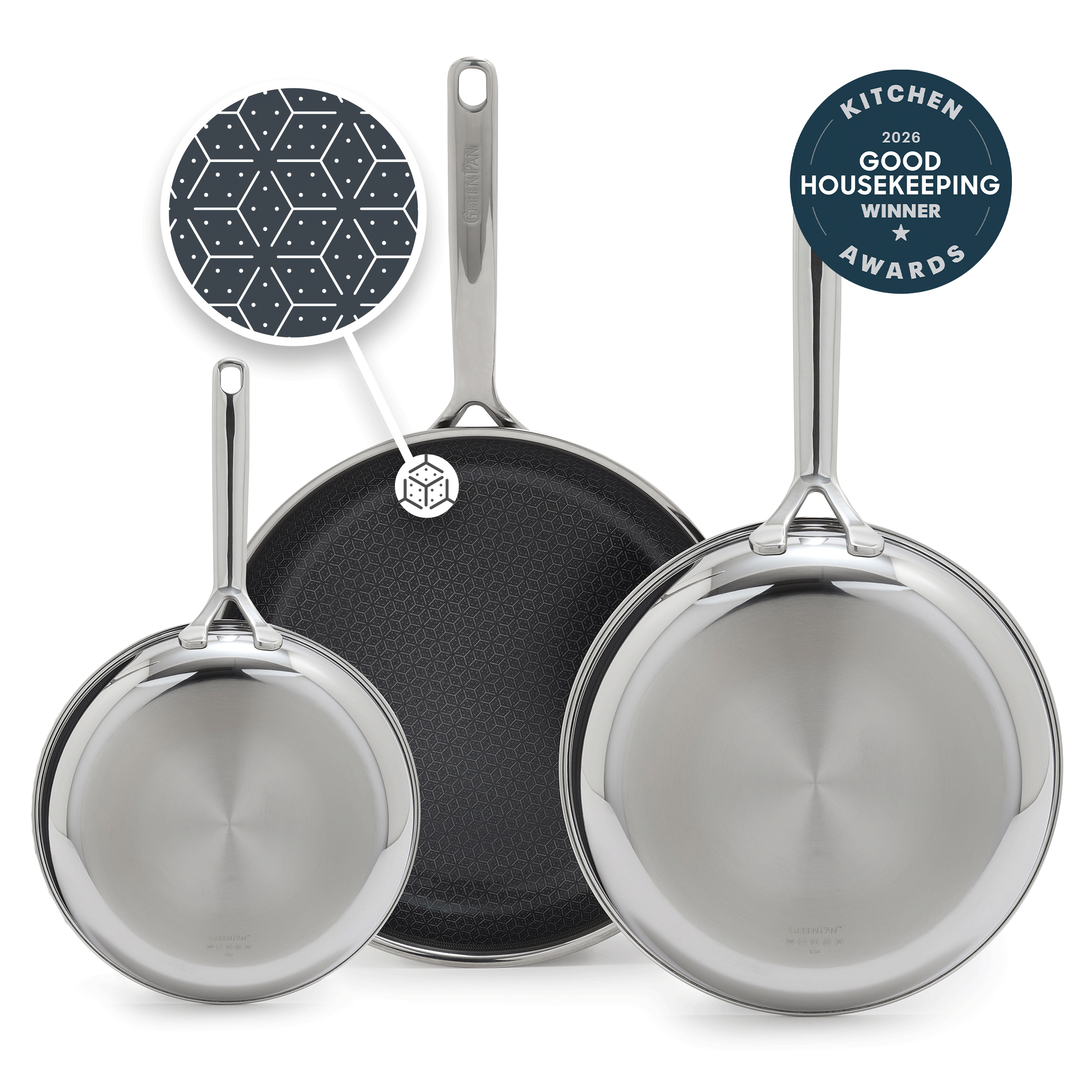 GreenPan Spectra Thermobond Hybrid Ceramic Nonstick Frypan Set (8, 10 & 12 Inches)
