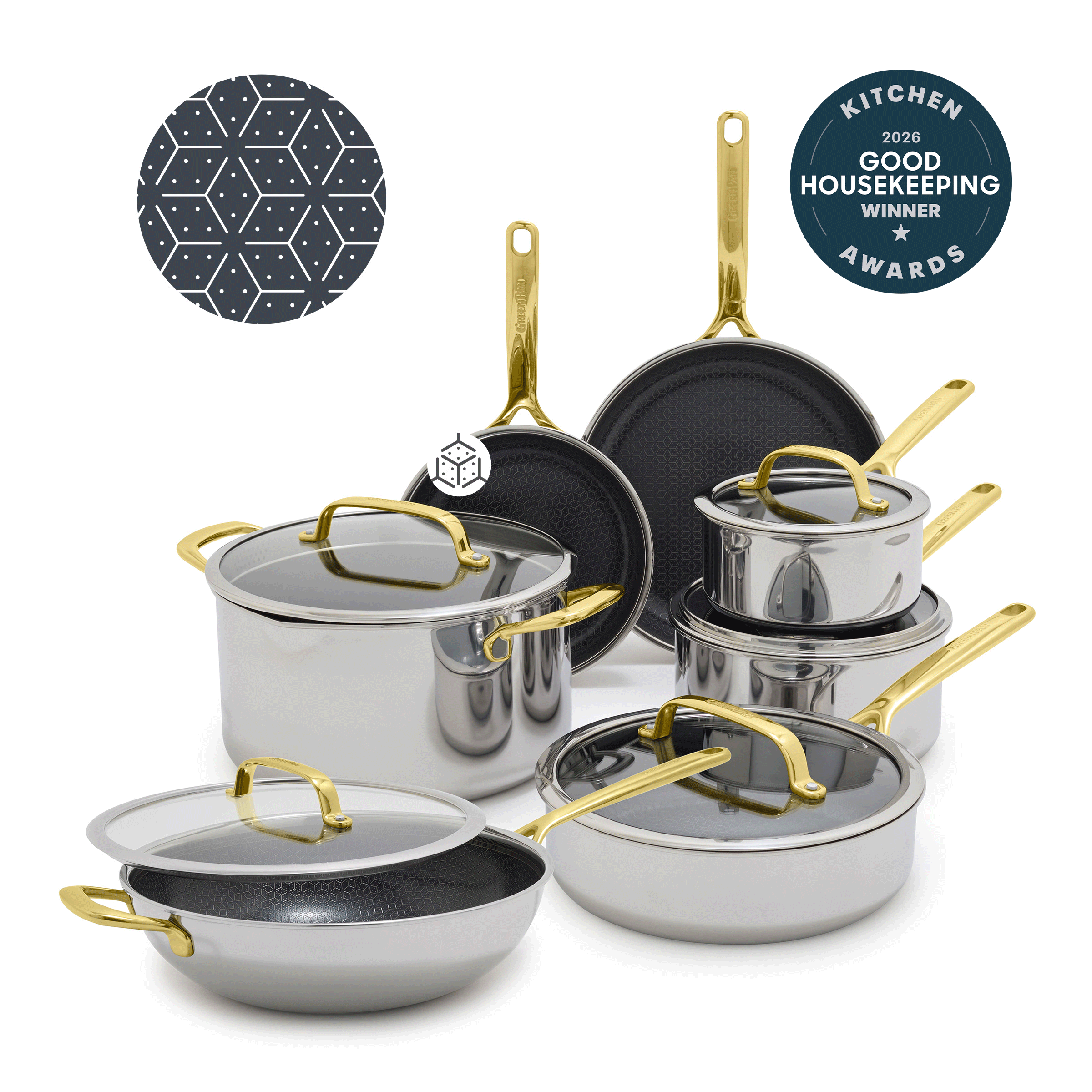 GreenPan Spectra Gold Thermobond Hybrid 12-Piece Cookware Set