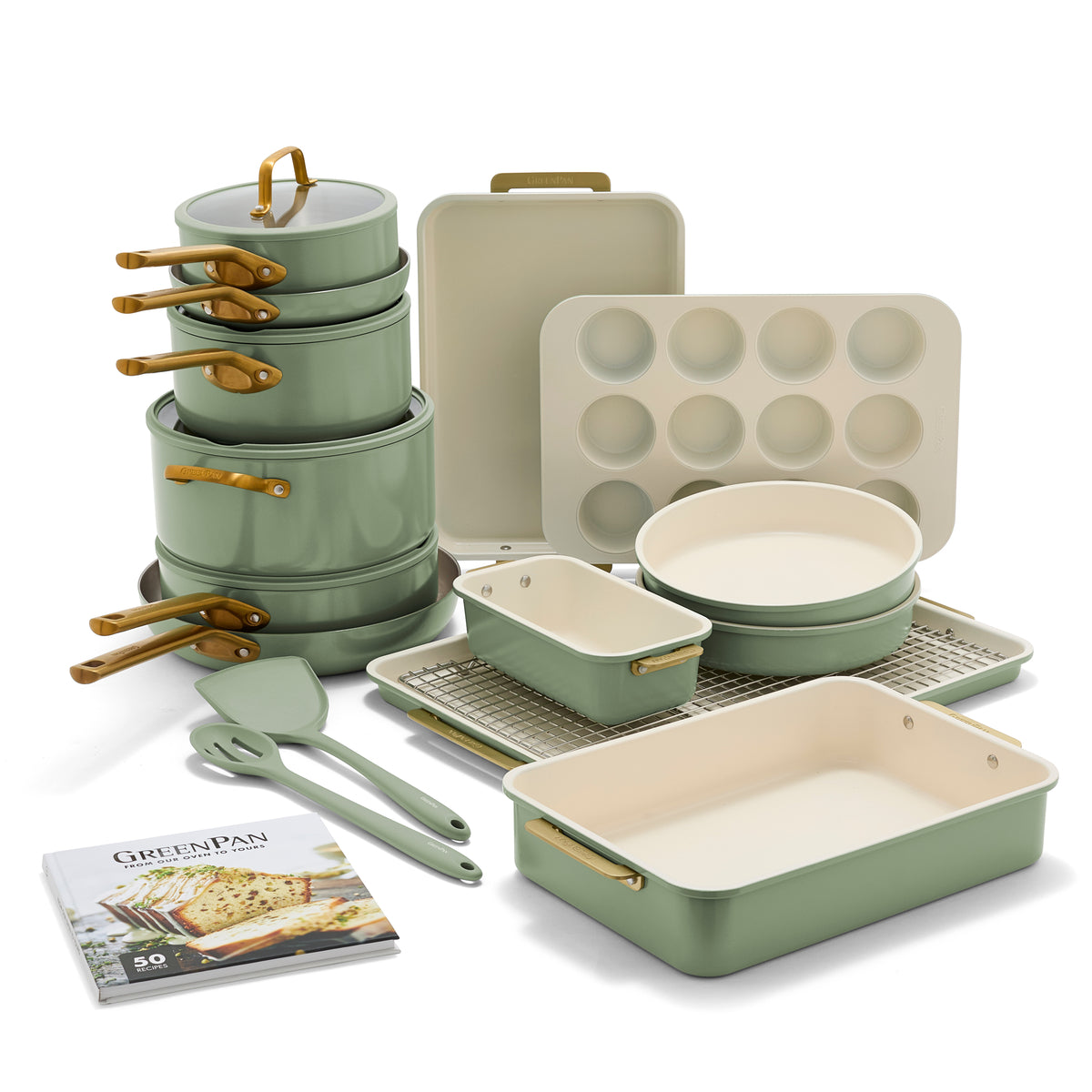 Reserve Pro 20-Piece Cookware & Bakeware Set — Sage