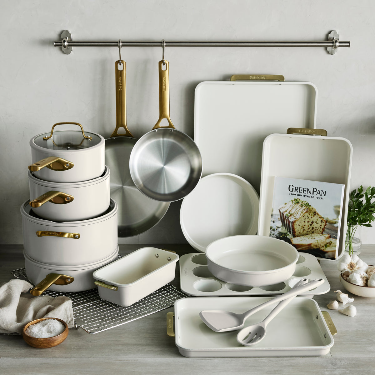 GreenPan Reserve Pro 20-Piece Cookware & Bakeware Set | Cream
