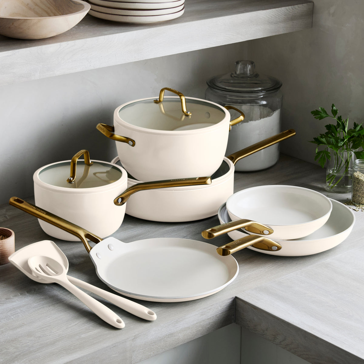 GreenPan Reserve Pro Ceramic Nonstick 11-Piece Cookware Set | Cream