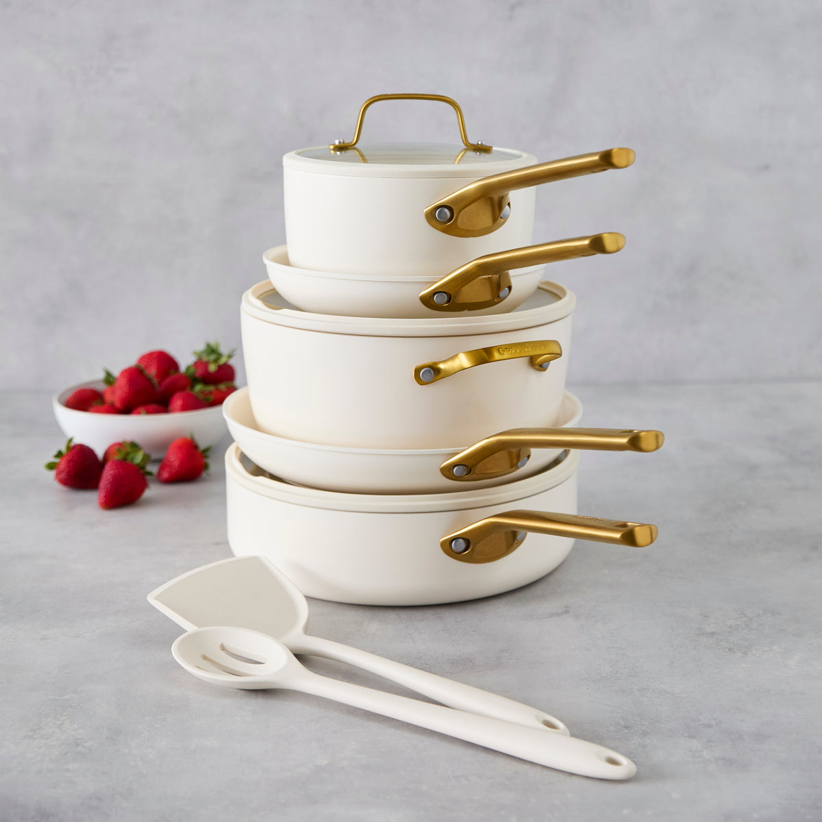 GreenPan Reserve Pro Ceramic Nonstick 11-Piece Cookware Set | Cream