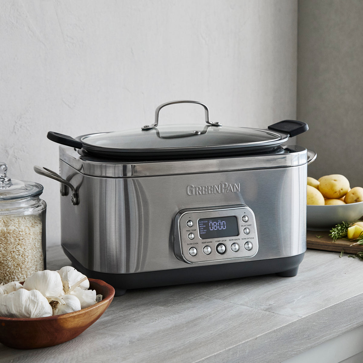 GreenPan Elite 14-in-1 6-Quart Slow Cooker | Premiere Stainless Steel