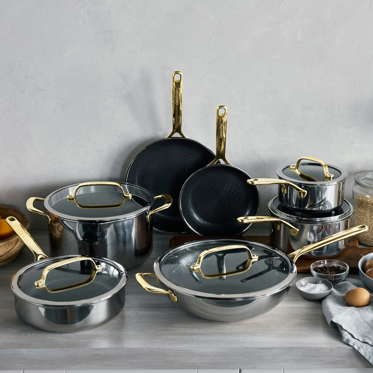 GreenPan Spectra Gold Thermobond Hybrid 12-Piece Cookware Set