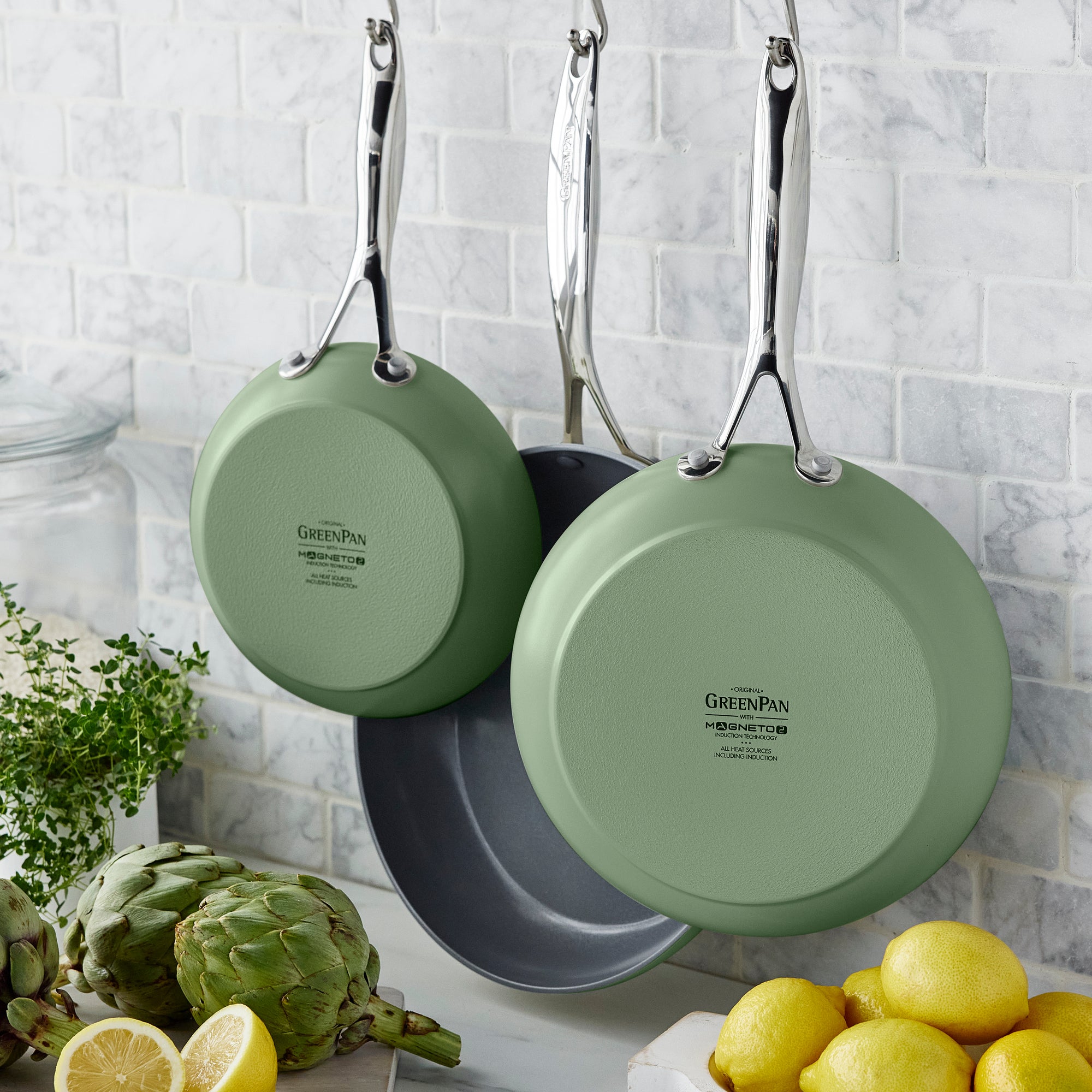 Valencia Pro Ceramic Nonstick Frypan Set (8", 9.5", 11") – Sage
