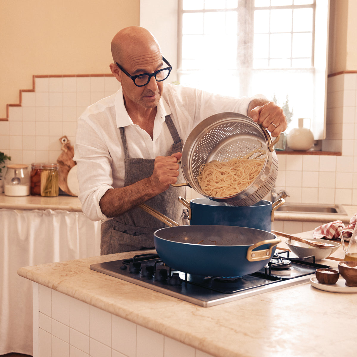 GreenPan Stanley Tucci™ Ceramic Nonstick 4-Piece Saucepan Set – Marino Blue
