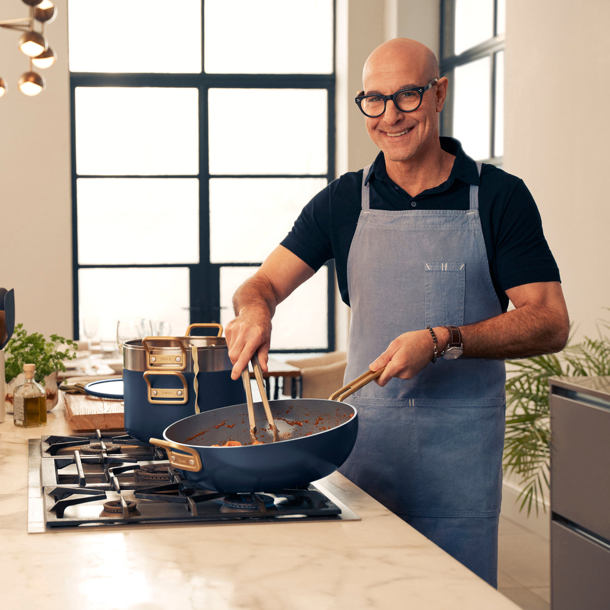 GreenPan Stanley Tucci™ Ceramic Nonstick 4-Piece Saucepan Set – Marino Blue