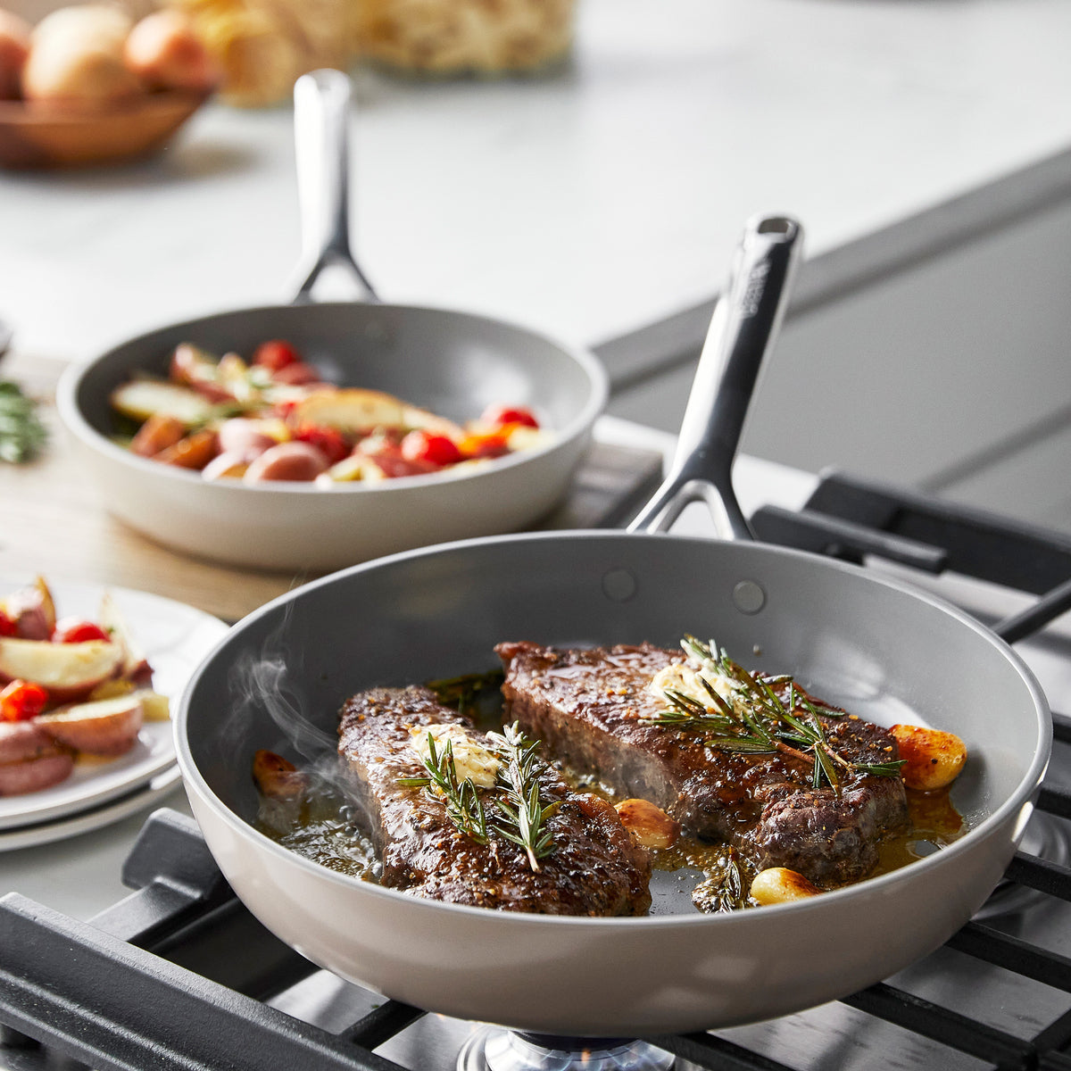 GreenPan GP5 11-Piece Ceramic Nonstick Cookware Set with Mirror Handles – Taupe