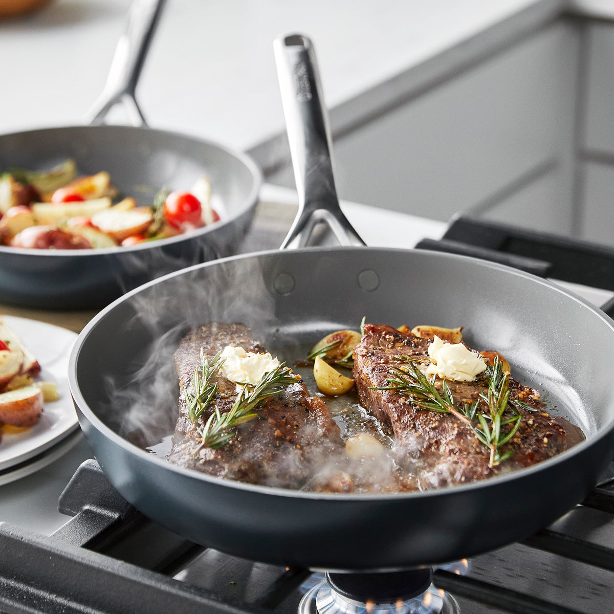 GP5 Colors Ceramic Nonstick 11-Piece Cookware Set with Mirror Handles — Slate