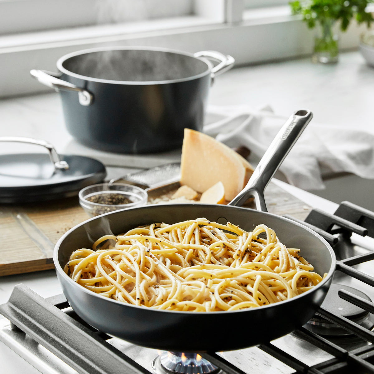 GP5 Colors Ceramic Nonstick 11-Piece Cookware Set with Mirror Handles — Slate