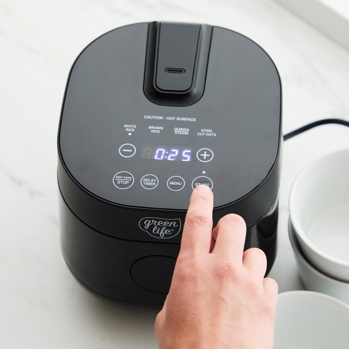GreenLife 4-Cup Rice & Grains Cooker, Black