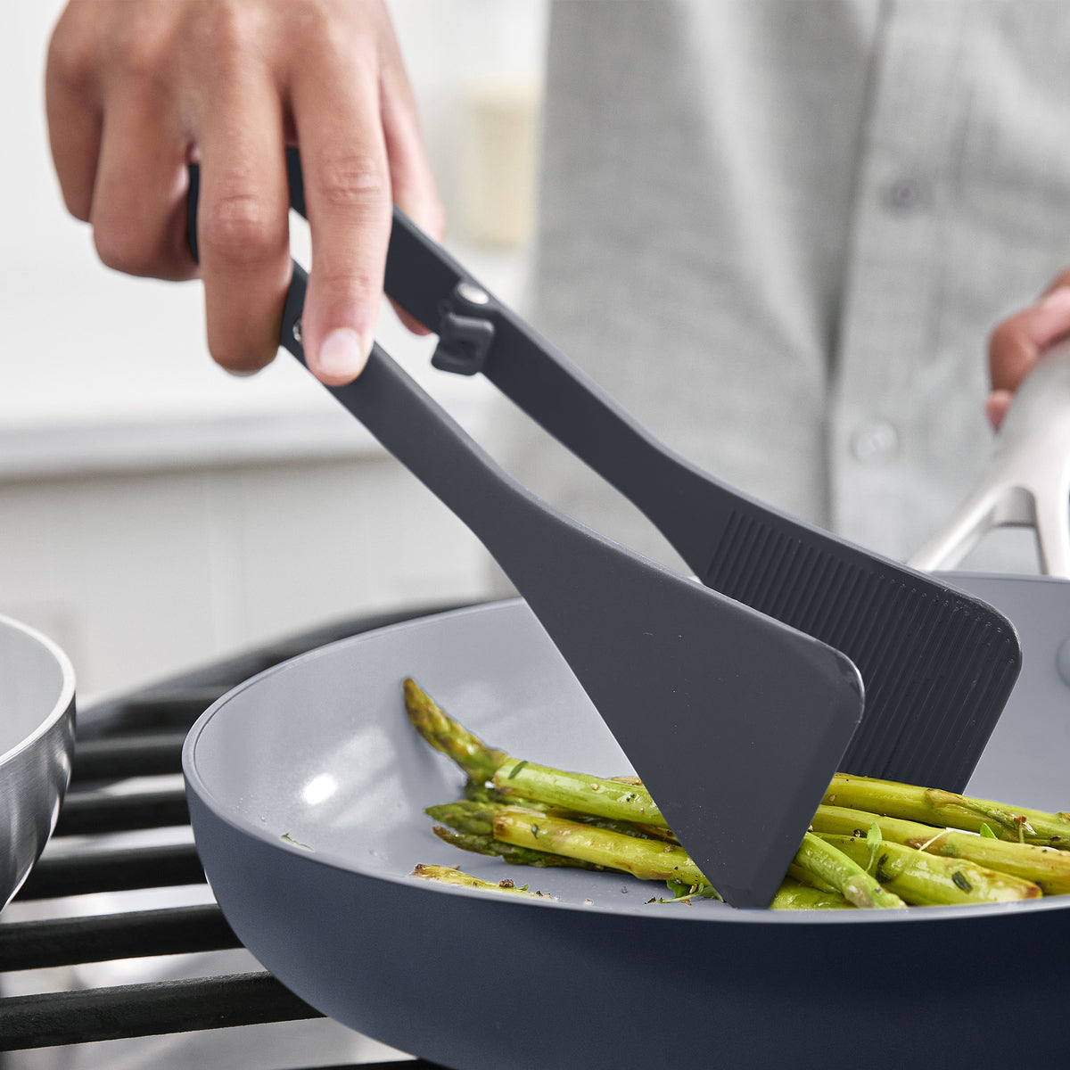 GreenPan Platinum Silicone 4-Piece Utensil and Tool Rest Set – Gray