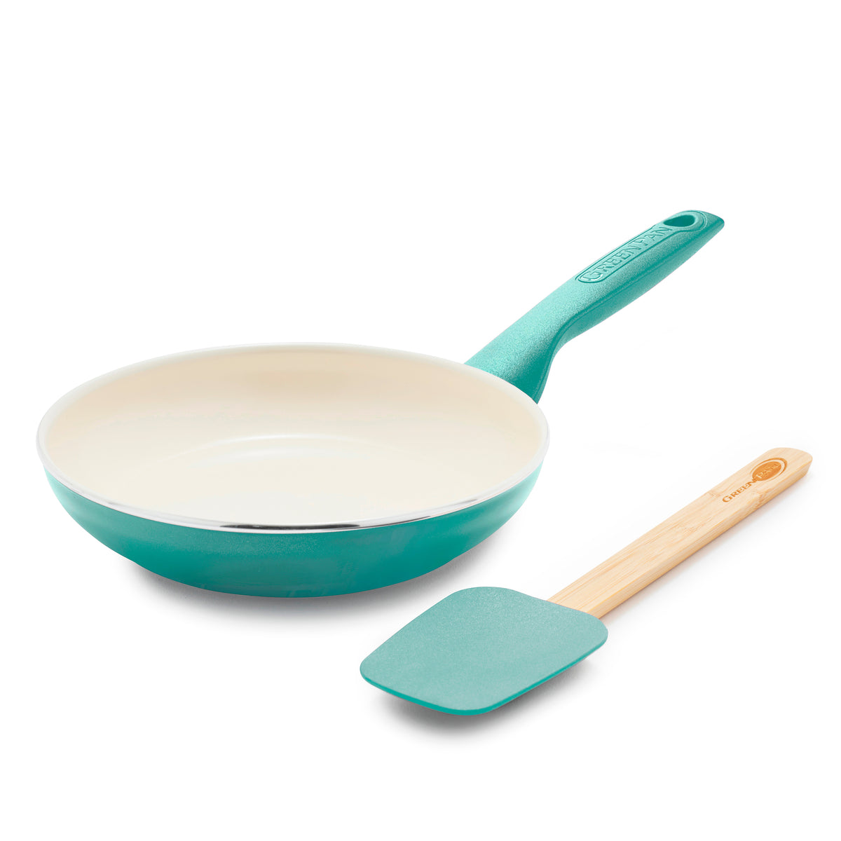 GreenPan Rio Ceramic Nonstick 8" Frypan with Silicone Spatula, Turquoise