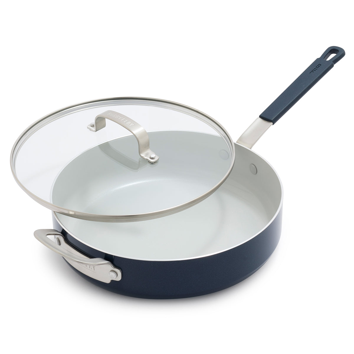 Bobby Flay by GreenPan Professional Ceramic Nonstick 4.5-Quart Sauté Pan with Lid, Oxford Blue