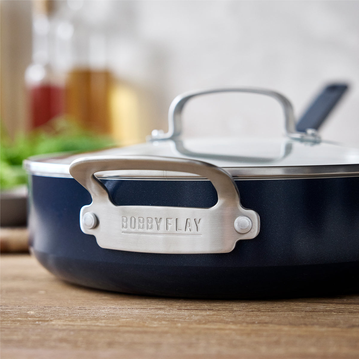 Bobby Flay by GreenPan Professional Ceramic Nonstick 4.5-Quart Sauté Pan with Lid, Oxford Blue