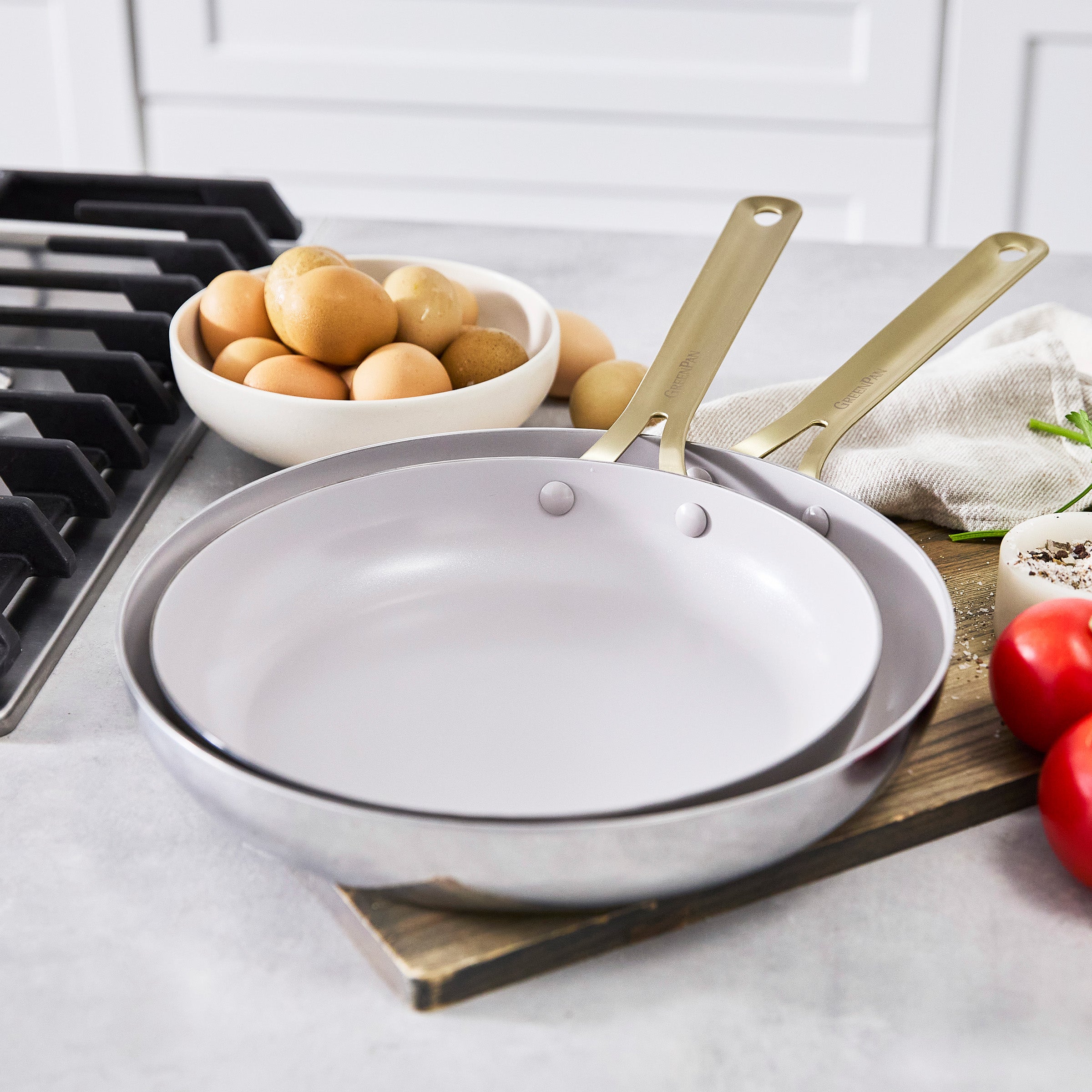 GreenPan Nova Gallery Stainless Steel 10" and 12" Frypan Set