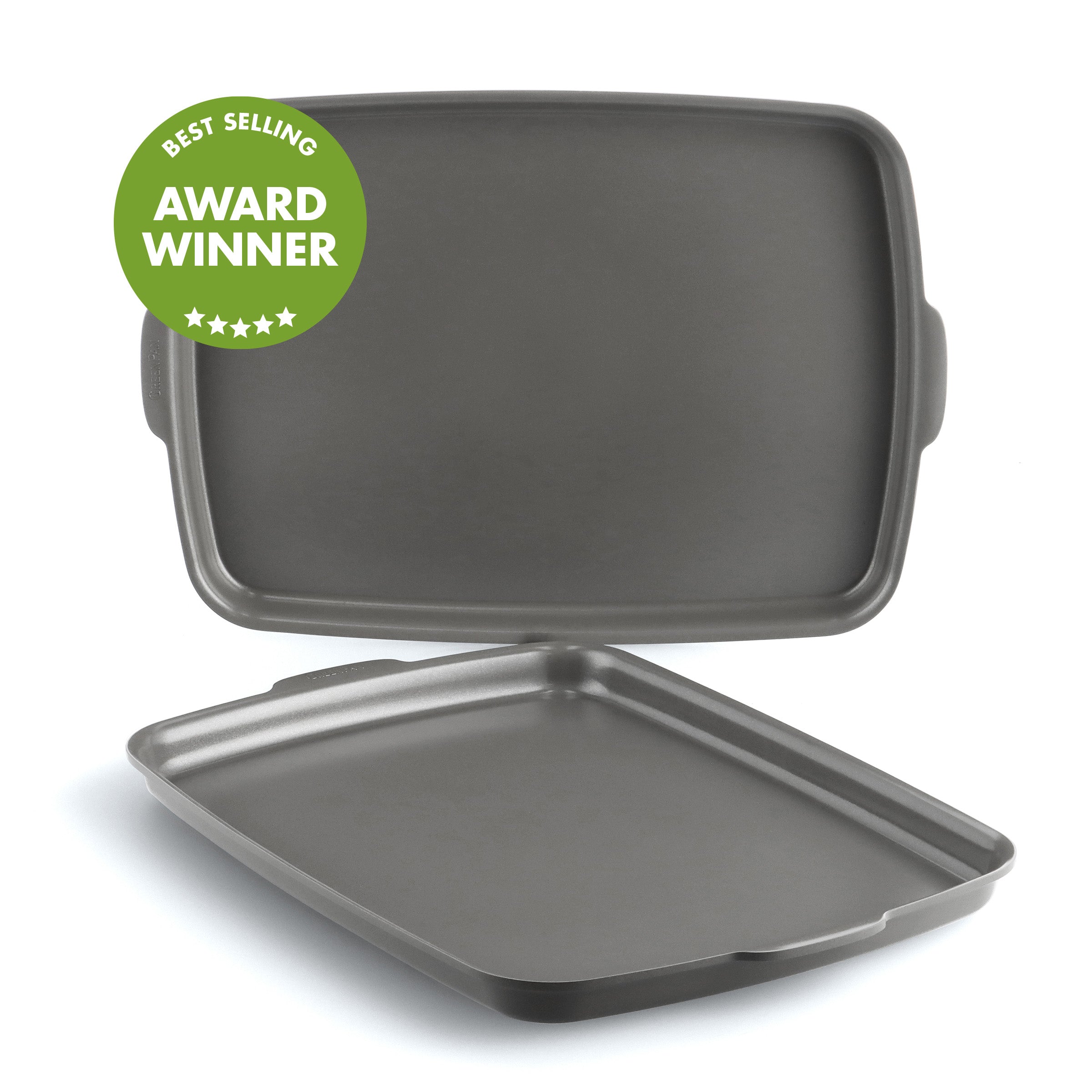 GreenPan Premiere Ovenware Ceramic Nonstick 18" x 13" Half Sheet Pan Set – Gray