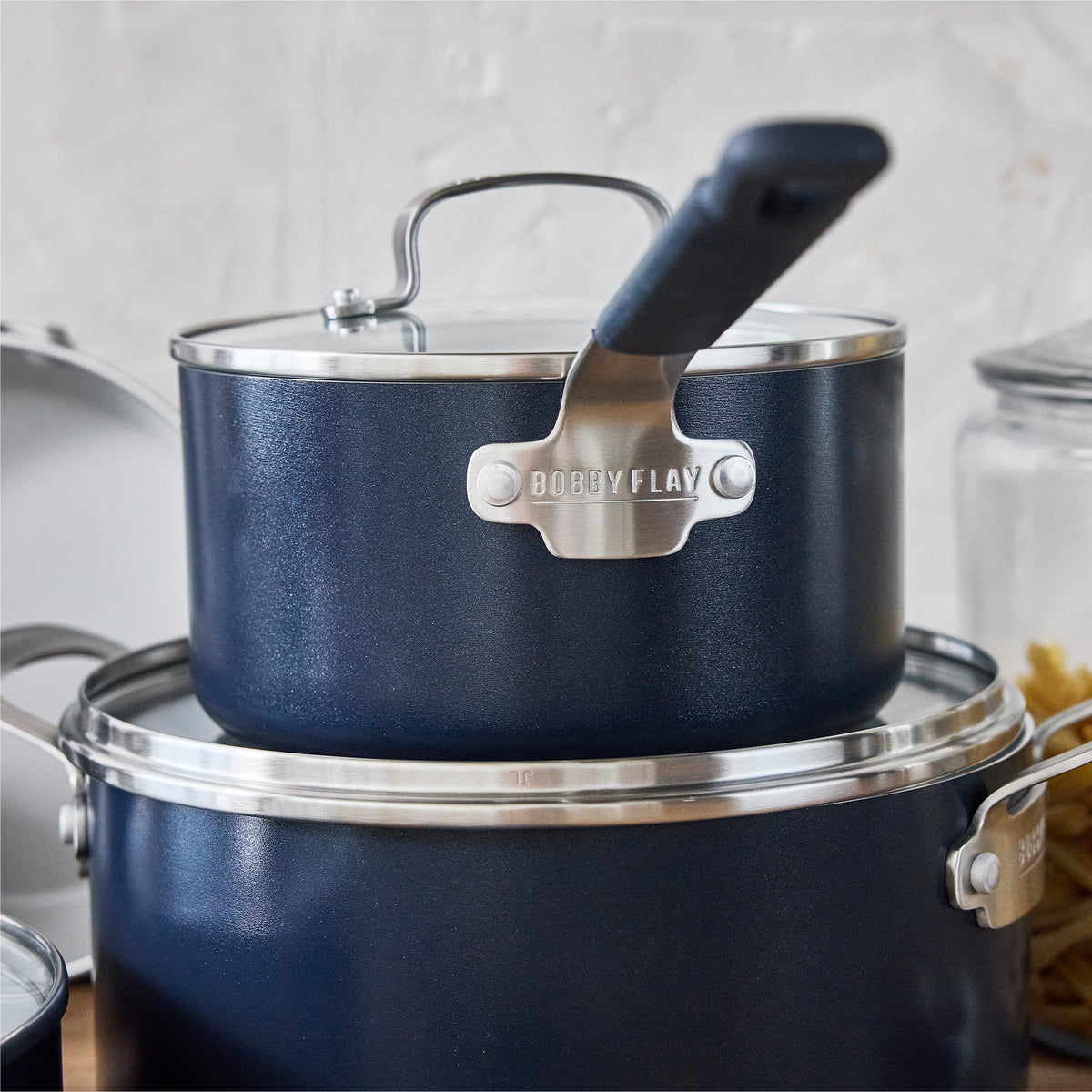 GreenPan Bobby Flay Ultimate Cookware Set with Bobby at Home Cookbook – Oxford Blue