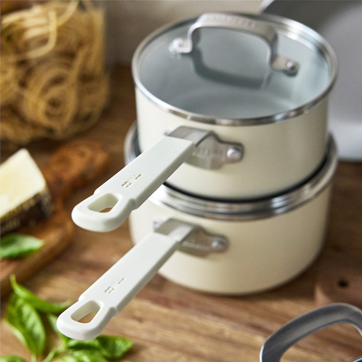 Bobby Flay by GreenPan Ultimate Cookware Set with Bobby at Home Cookbook – Cream
