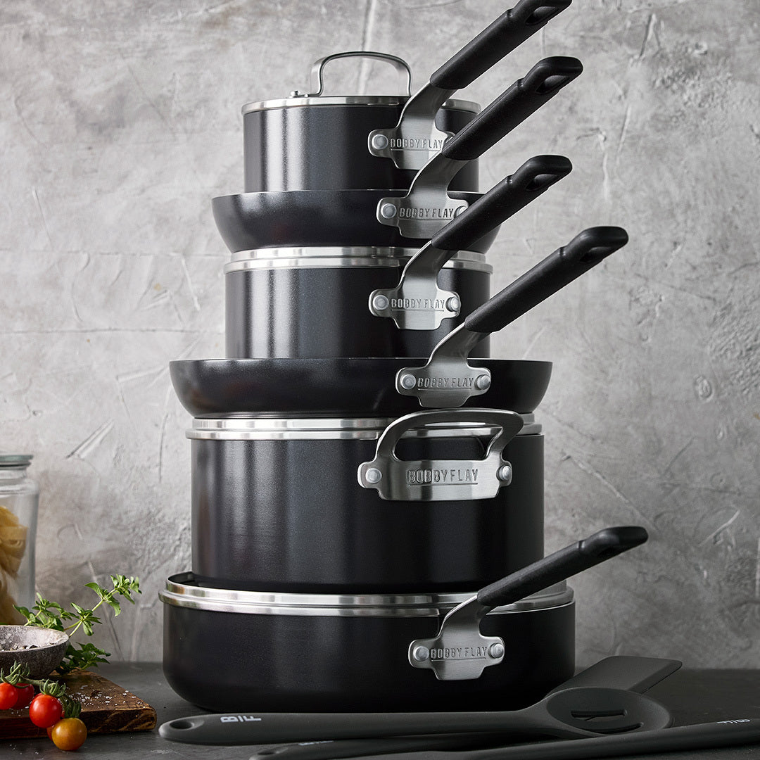 Bobby Flay by GreenPan Ultimate Cookware Set with Bobby at Home Cookbook – Black