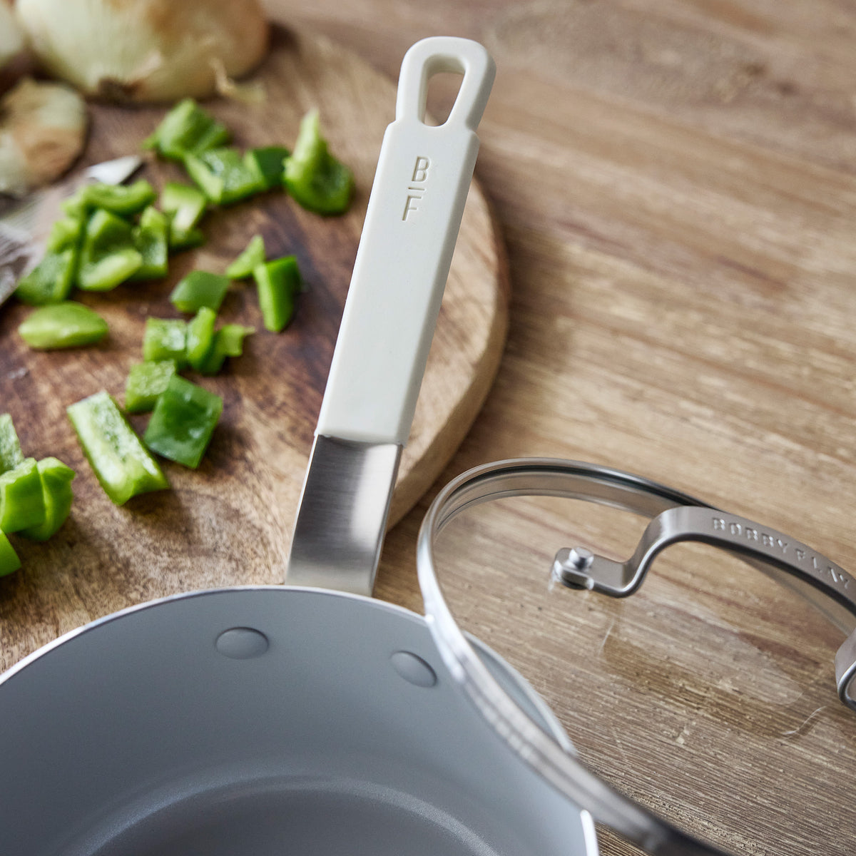 Bobby Flay by GreenPan Kitchen Essentials Ceramic Nonstick Cookware Set - Cream