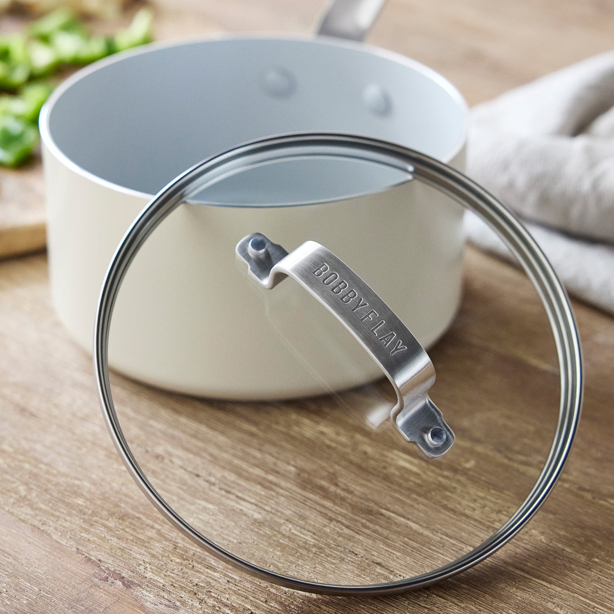Bobby Flay by GreenPan Kitchen Essentials Ceramic Nonstick Cookware Set - Cream