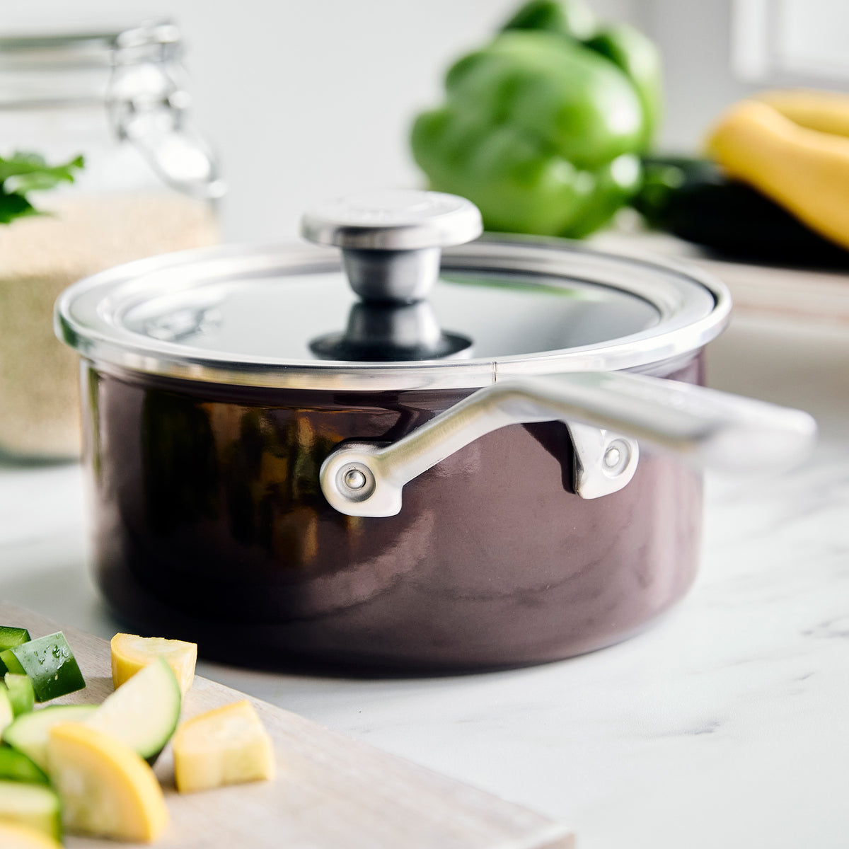 Merten & Storck Steel Core Enameled 2-Quart Saucepan with Lid – Chocolate Truffle