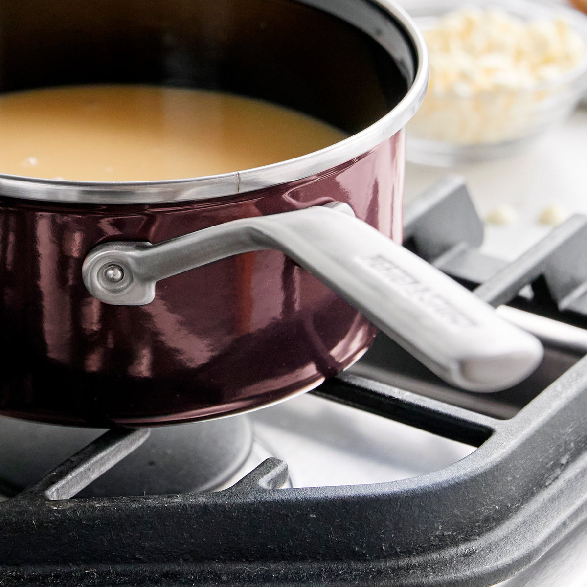 Merten & Storck Steel Core Enameled 2-Quart Saucepan with Lid – Chocolate Truffle