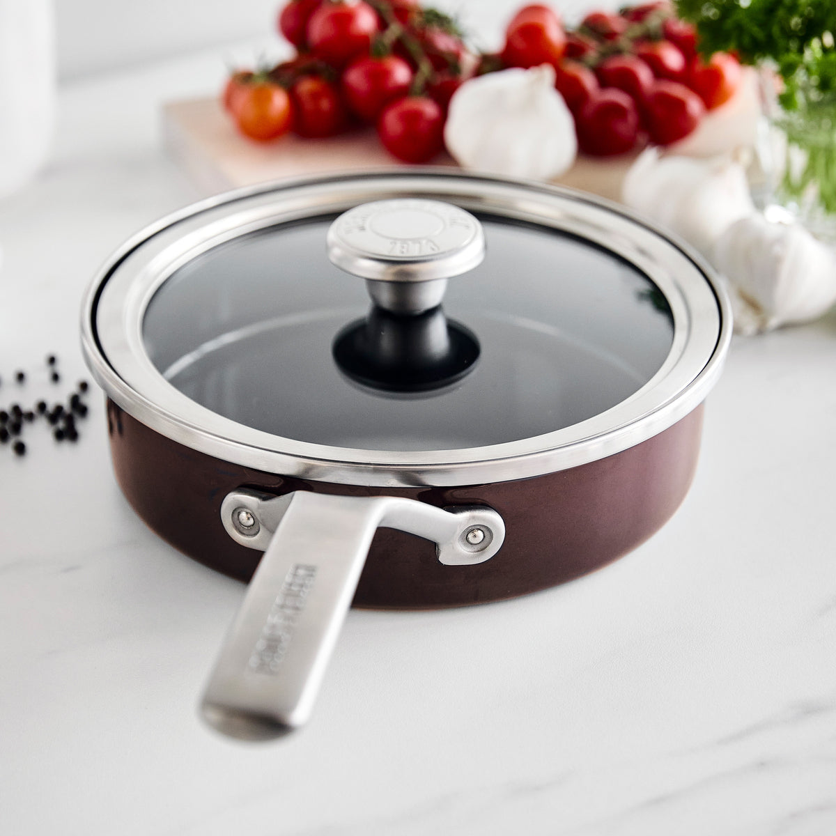 Merten & Storck Steel Core Enameled 2-Quart Sauté Pan with Lid – Chocolate Truffle