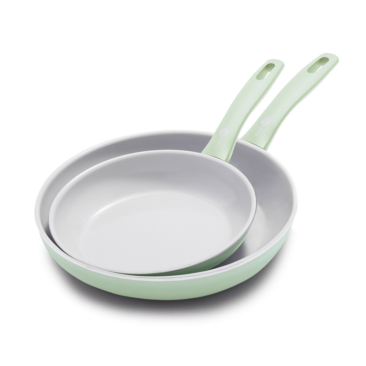 GreenPan Dover Ceramic Nonstick 8" and 10" Frypan Set — Pastel Green