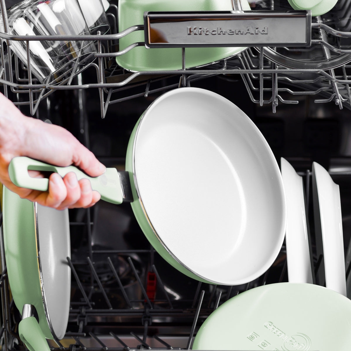 GreenPan Dover Ceramic Nonstick 8" and 10" Frypan Set — Pastel Green