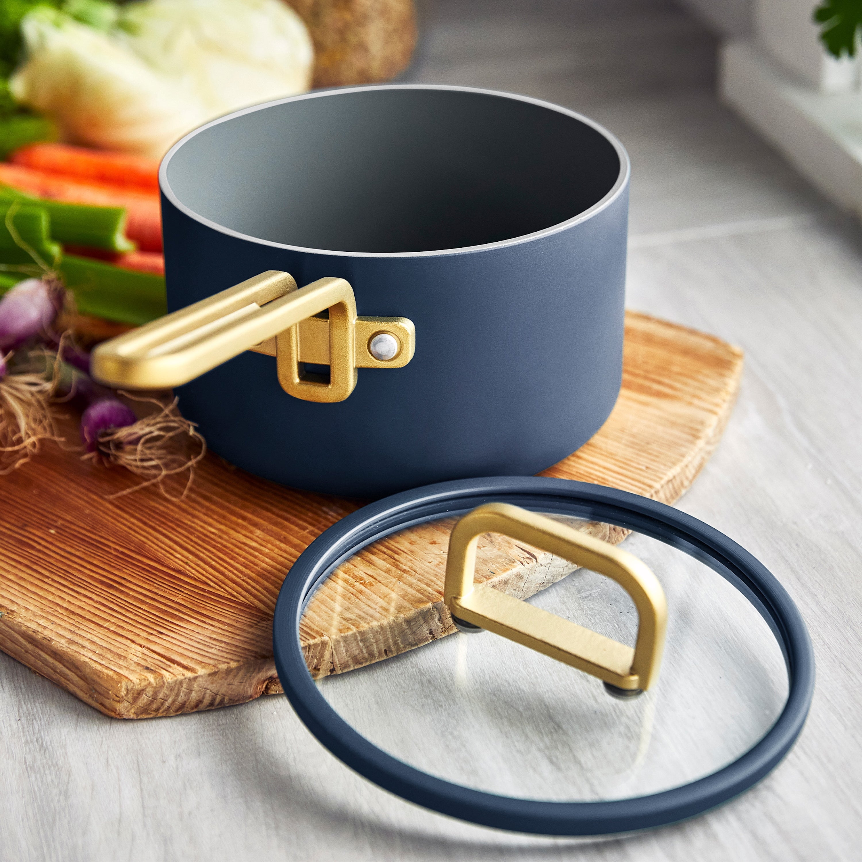 Stanley Tucci Ceramic Nonstick 3-Piece Mini Set in Marino Blue