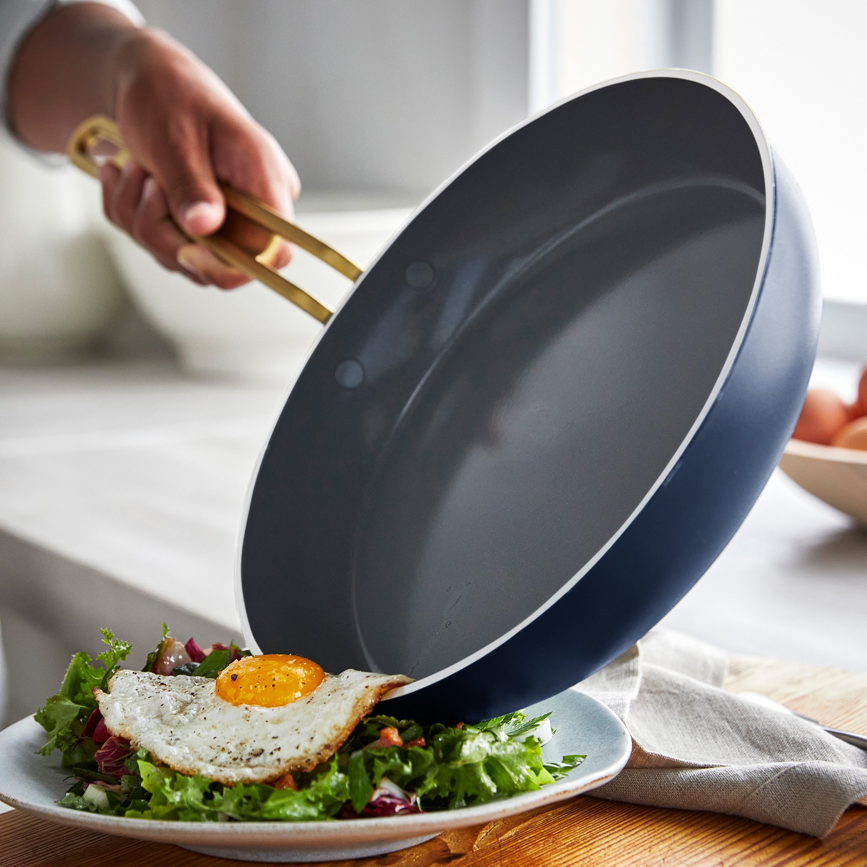 GreenPan Stanley Tucci™ Ceramic Nonstick 4-Piece Frypan Set, 8", 10", 12" Frying Pans, Marino Blue