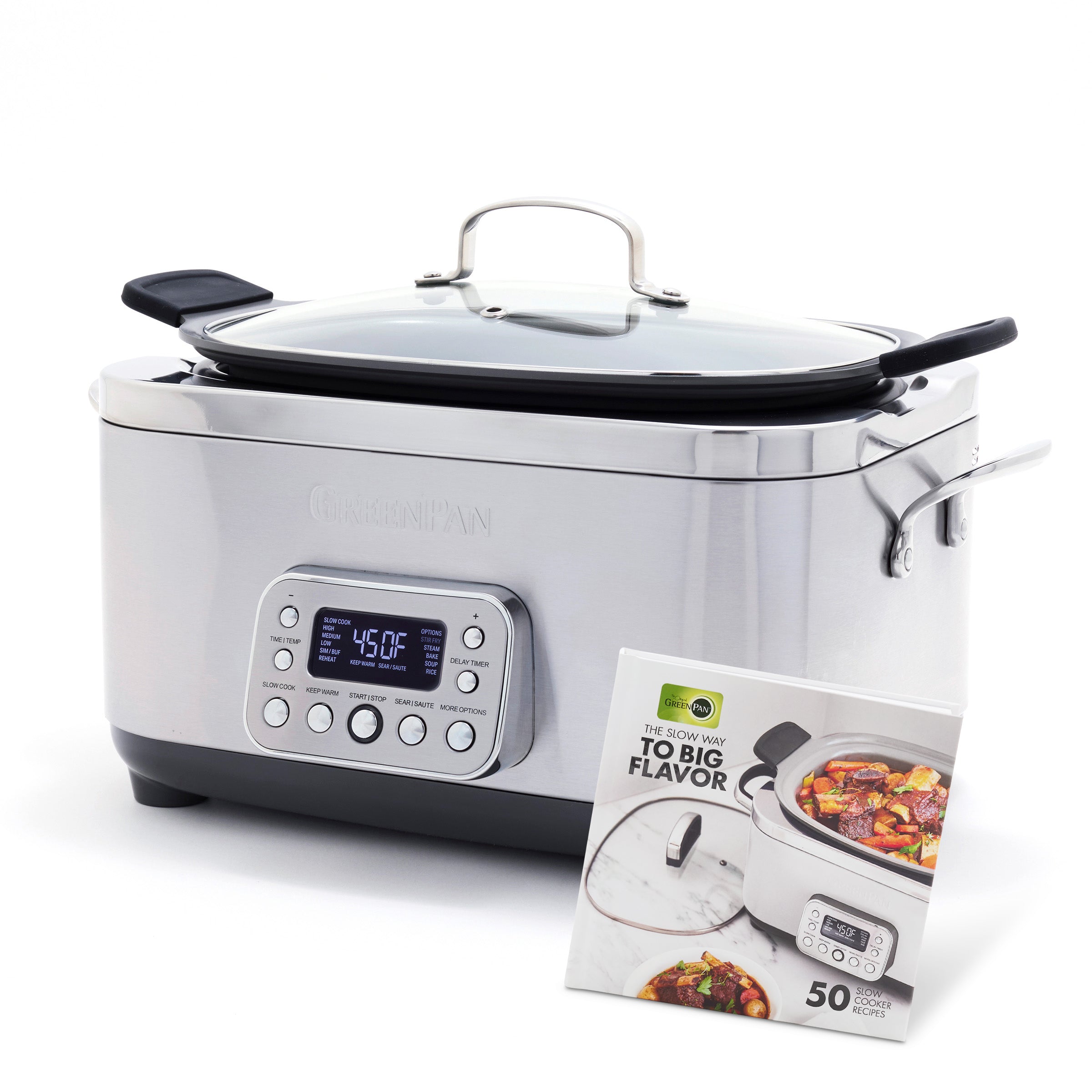 GreenPan Elite 14-in-1 6-Quart Slow Cooker | Premiere Stainless Steel
