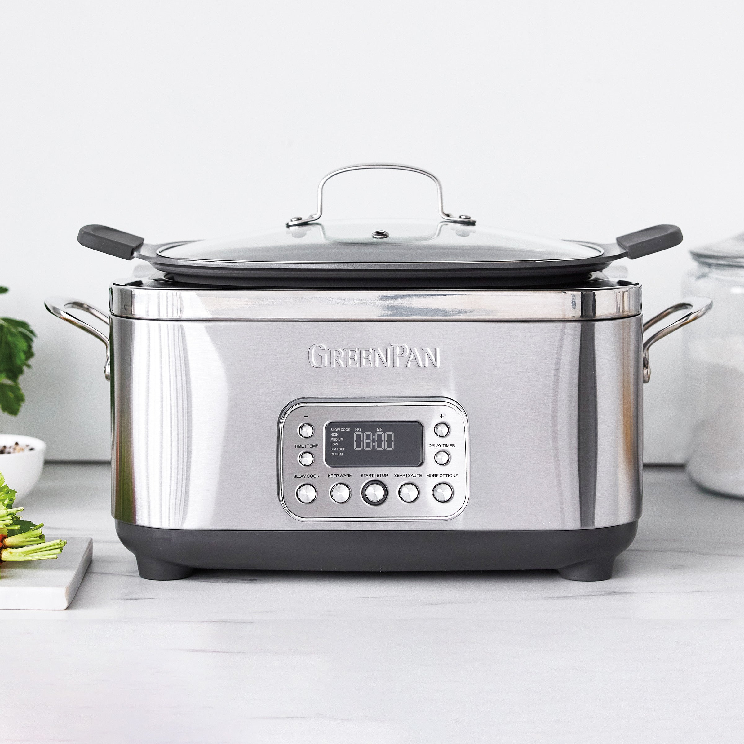 GreenPan Elite 14-in-1 6-Quart Slow Cooker | Premiere Stainless Steel