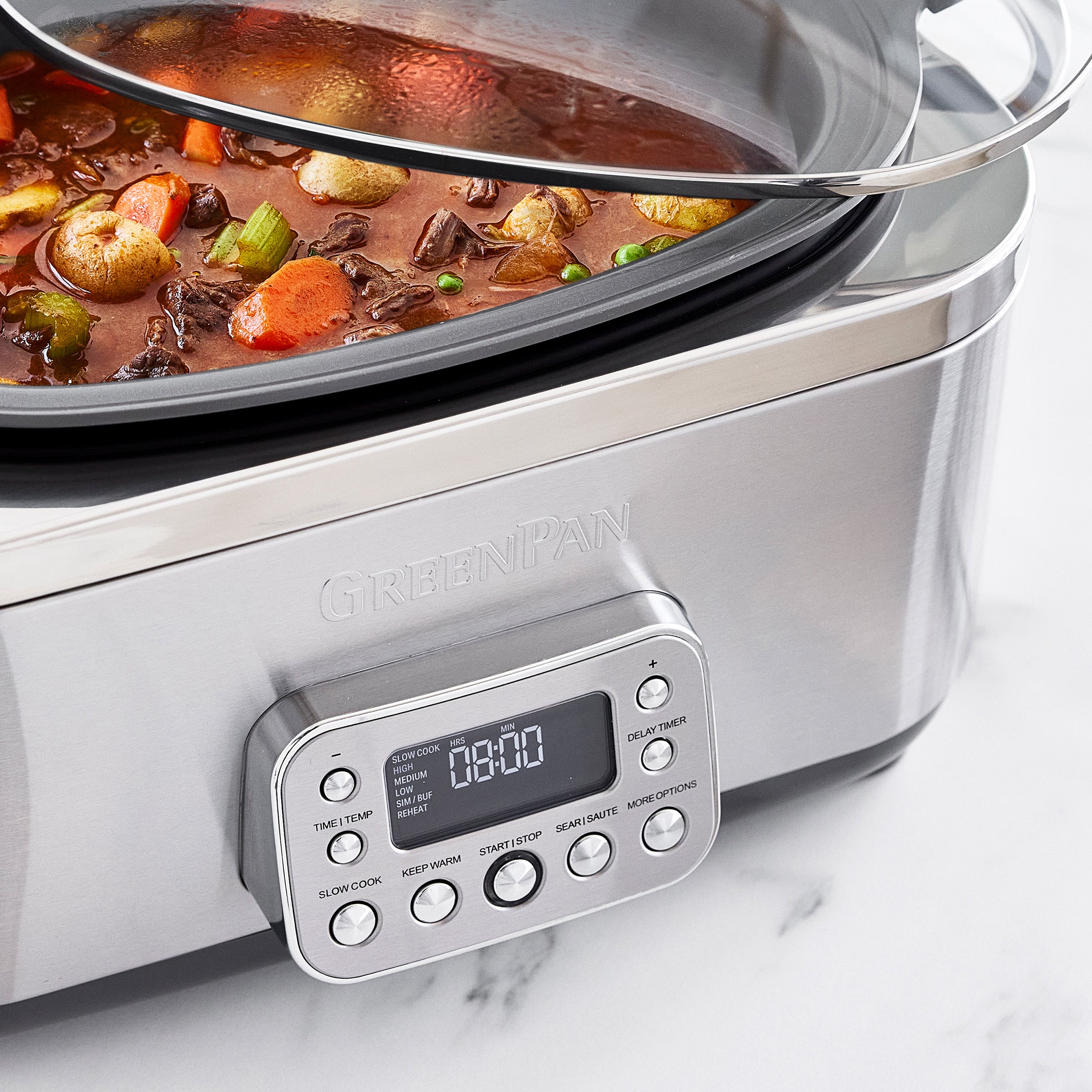 GreenPan Elite 14-in-1 6-Quart Slow Cooker | Premiere Stainless Steel