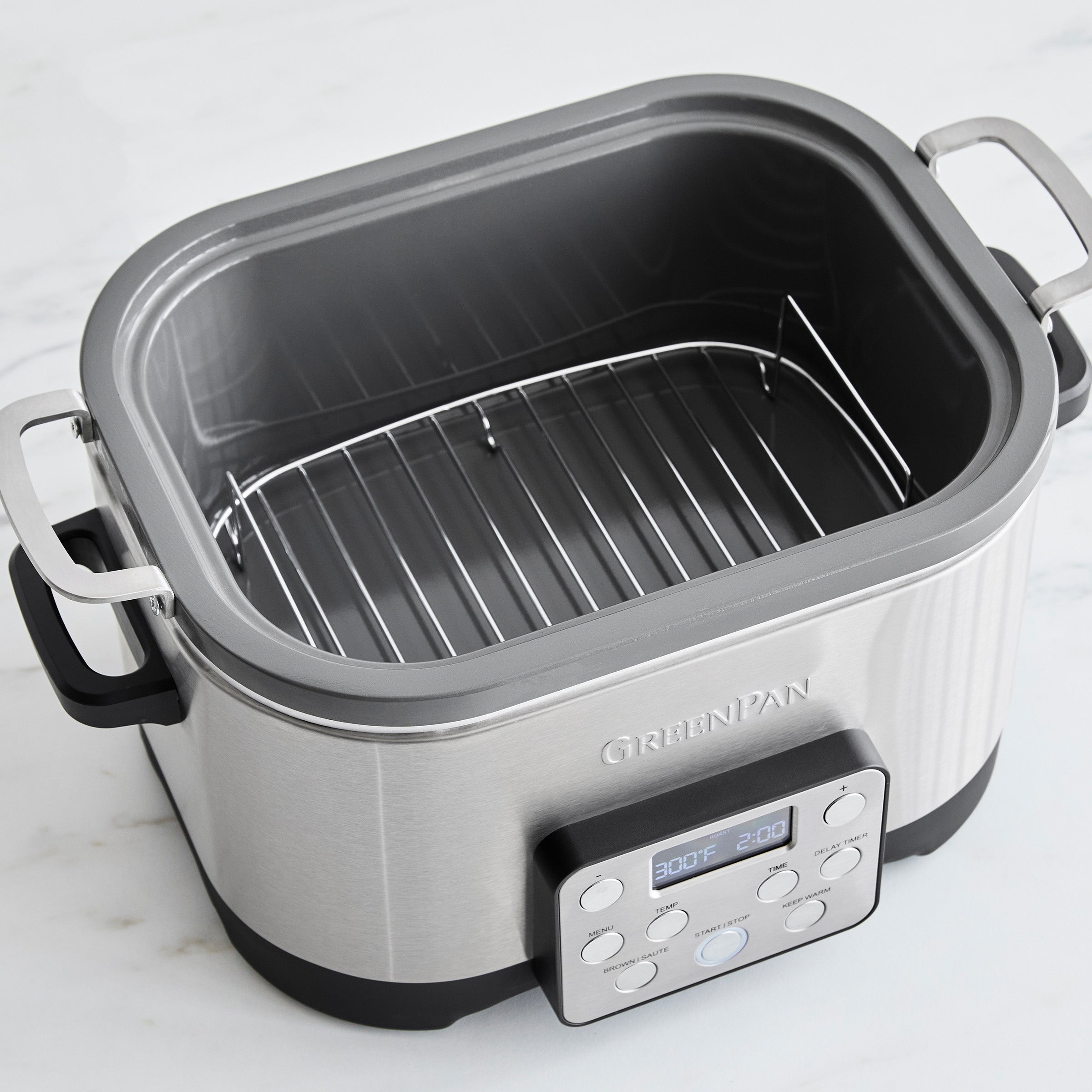 GreenPan 7-in-1 6-Quart Slow Cooker with In-Pot Browning | Stainless Steel