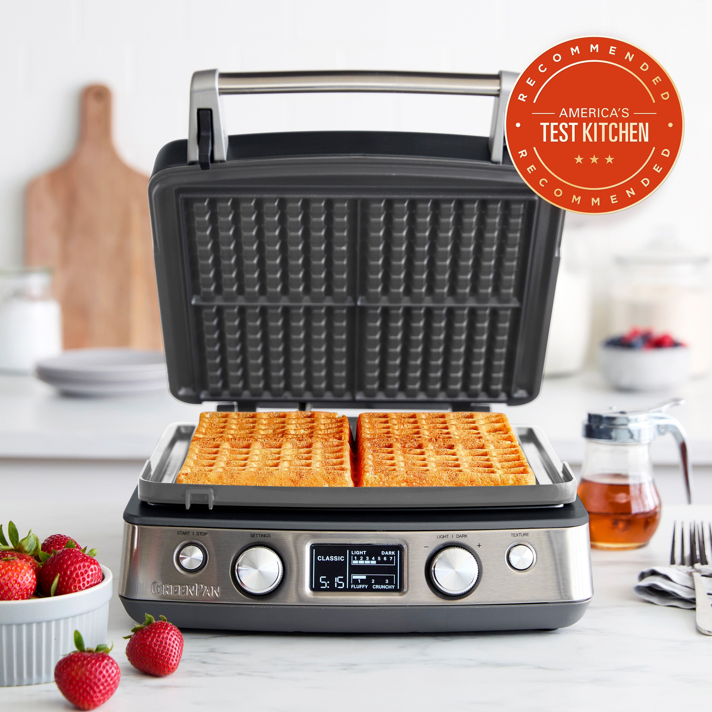 Elite Ceramic Nonstick 4-Square Waffle Maker - Graphite