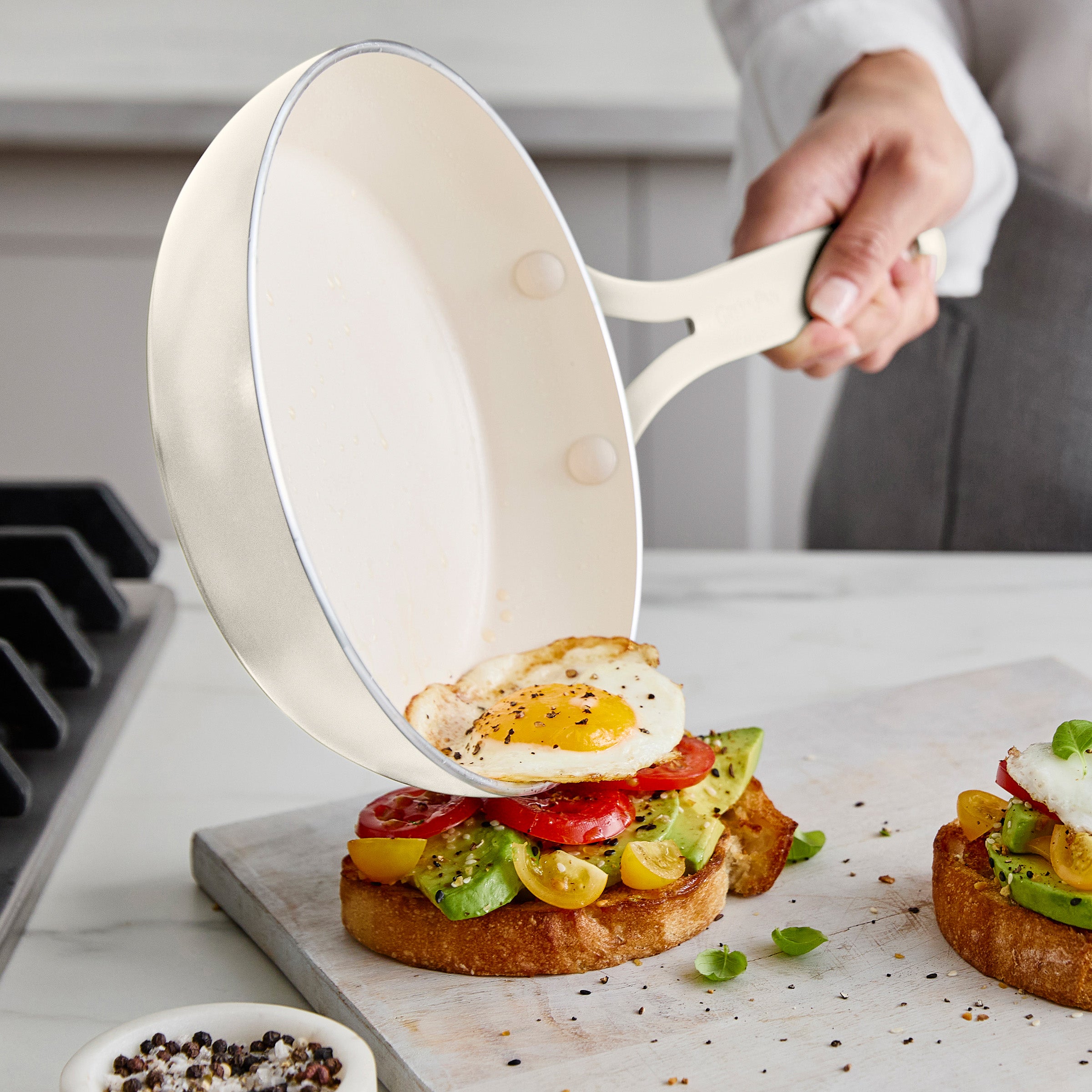 GreenPan Nova Gallery Ceramic Nonstick 8" and 10" Frypan Set, Cream
