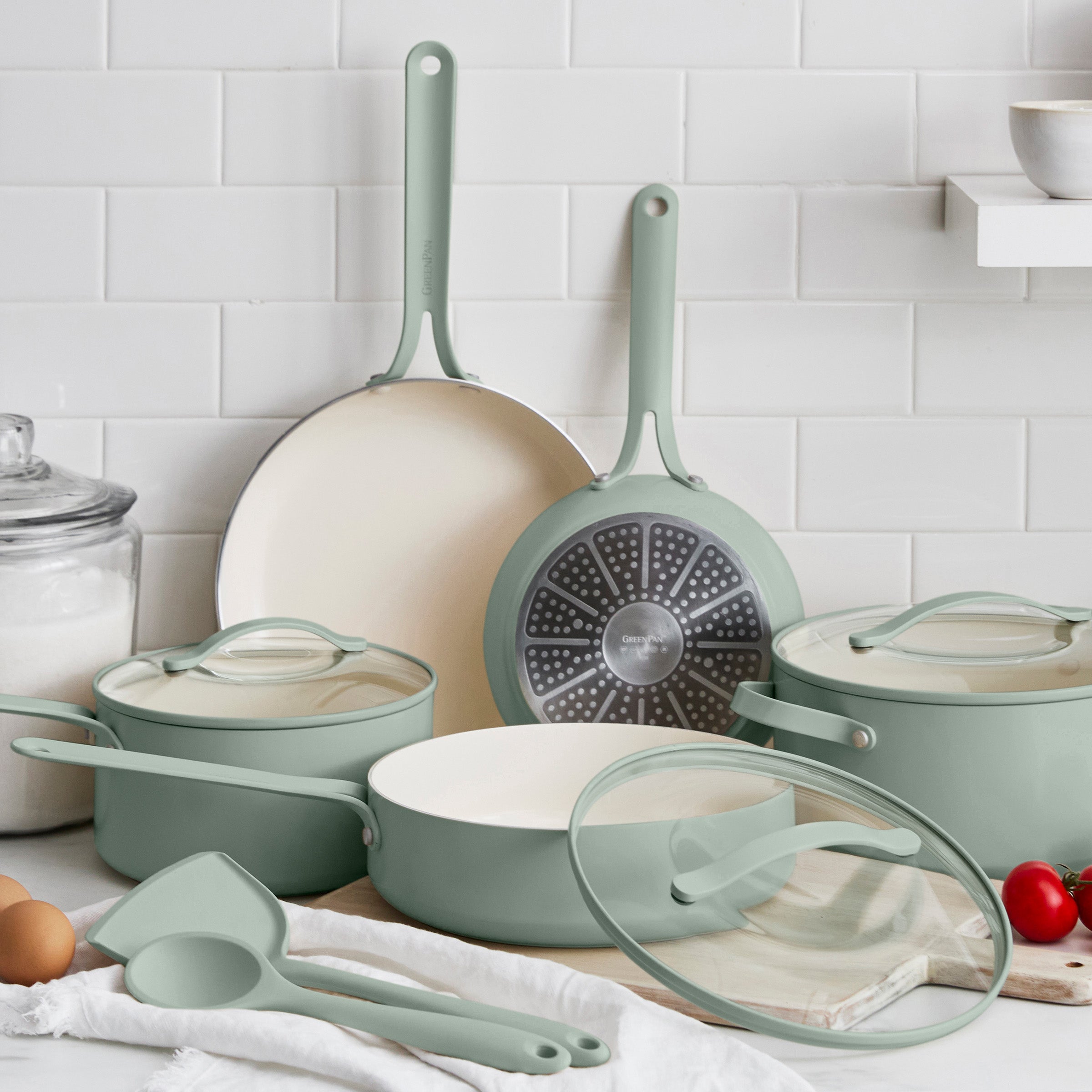GreenPan Nova Gallery Ceramic Nonstick 10-Piece Cookware Set | Pistachio