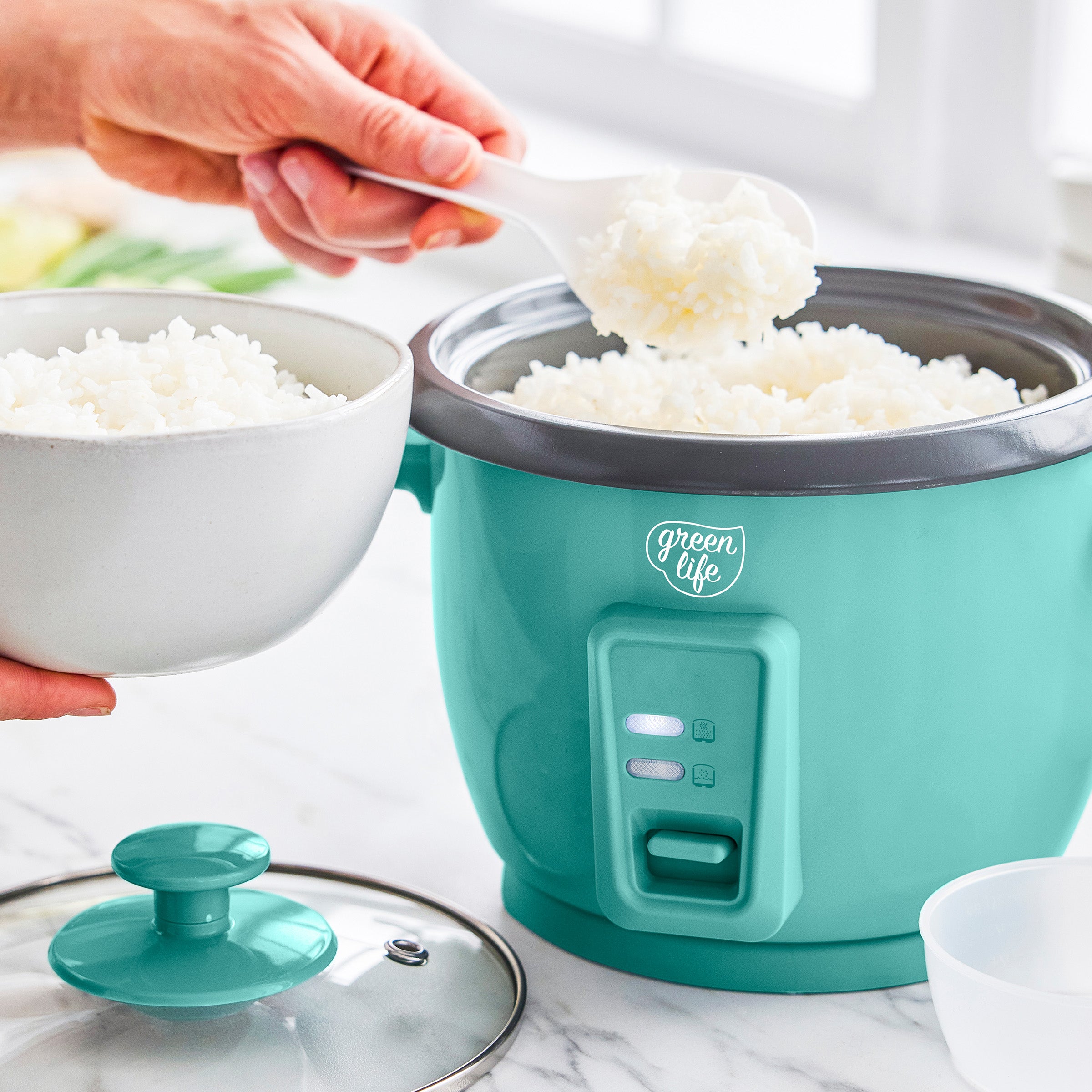 GreenLife 6-Cup Rice Cooker – Turquoise