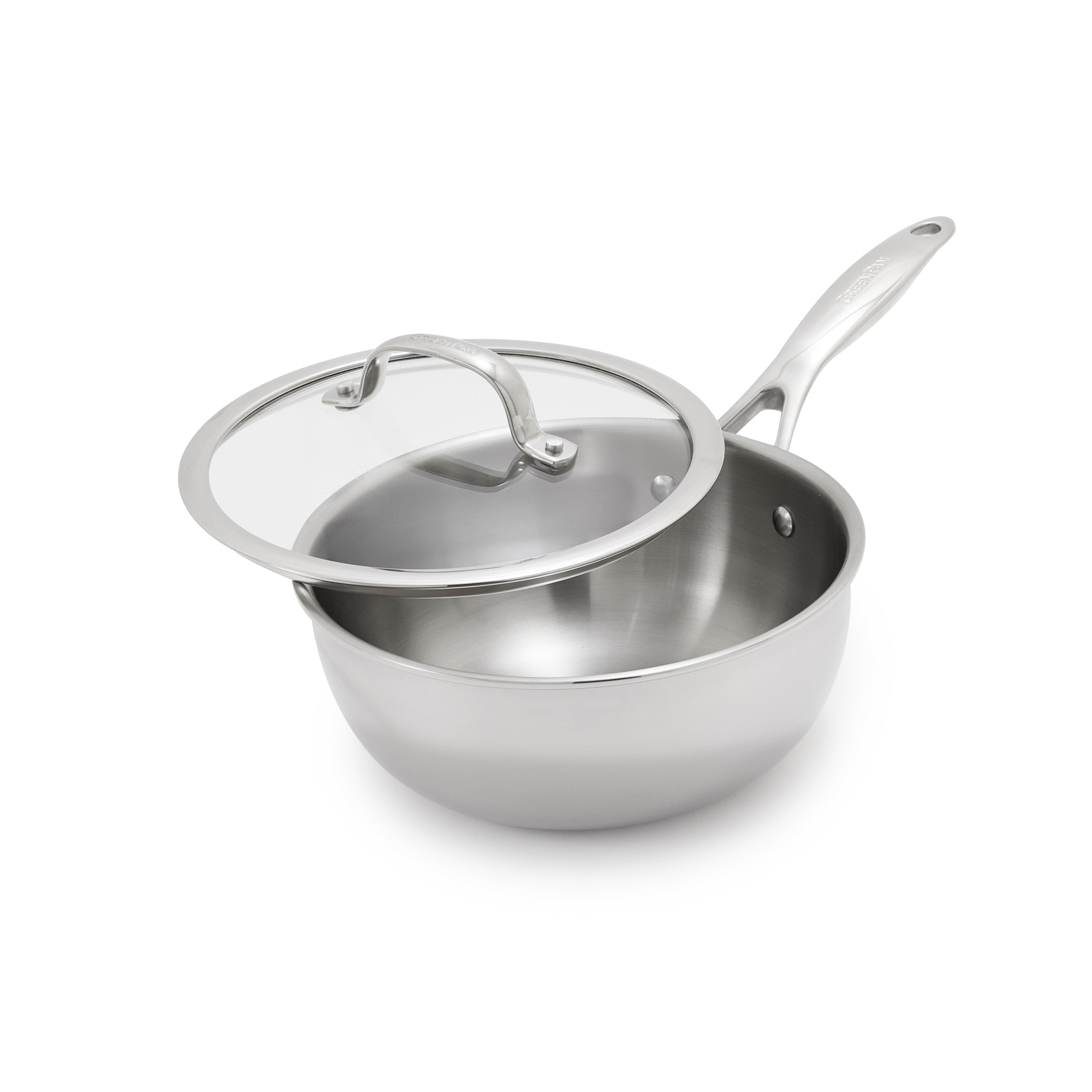 GreenPan Valencia Pro Stainless Steel Uncoated 2.5-Quart Chef's Pan with Lid