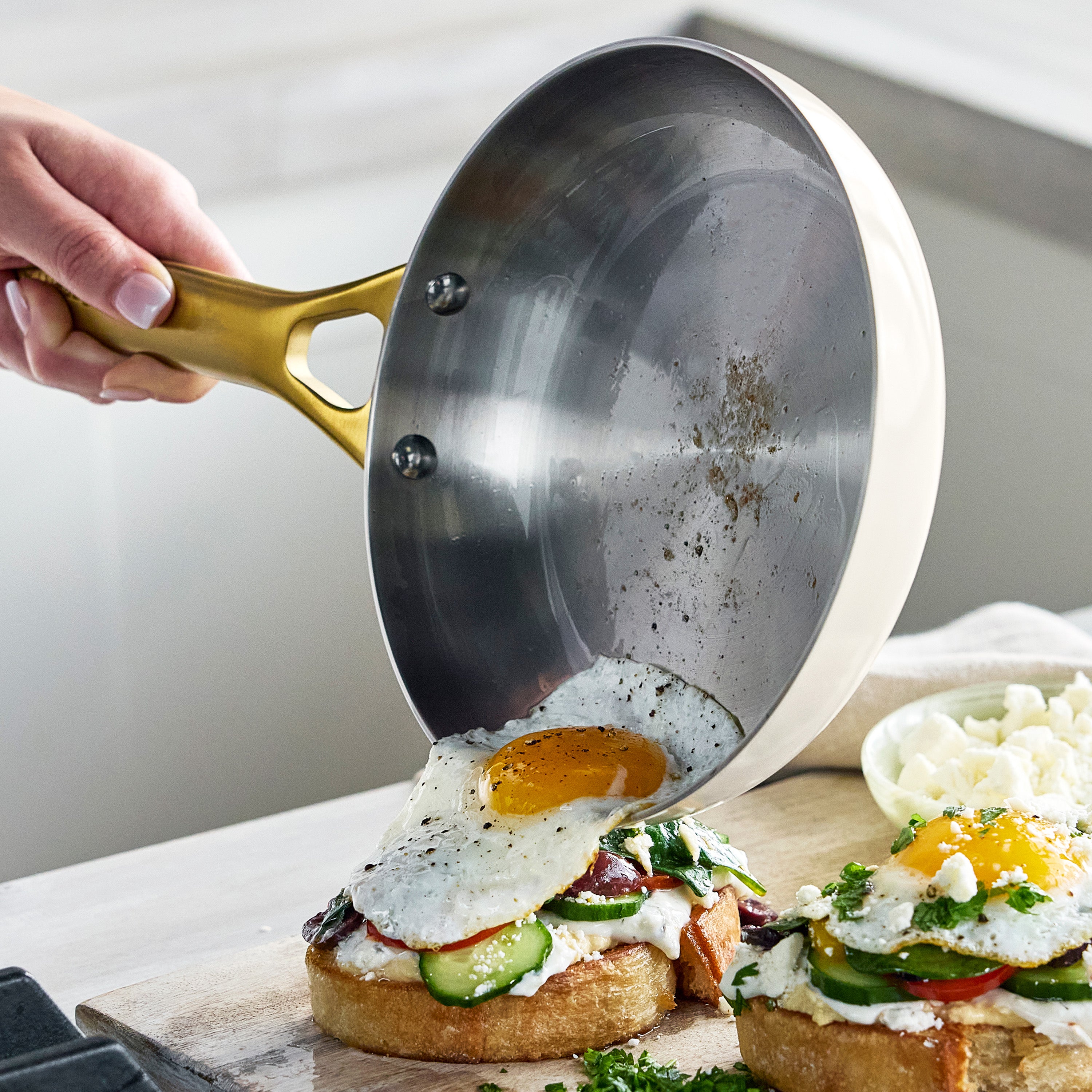 GreenPan Reserve Pro Uncoated Stainless Steel 8" Frypan, Cream
