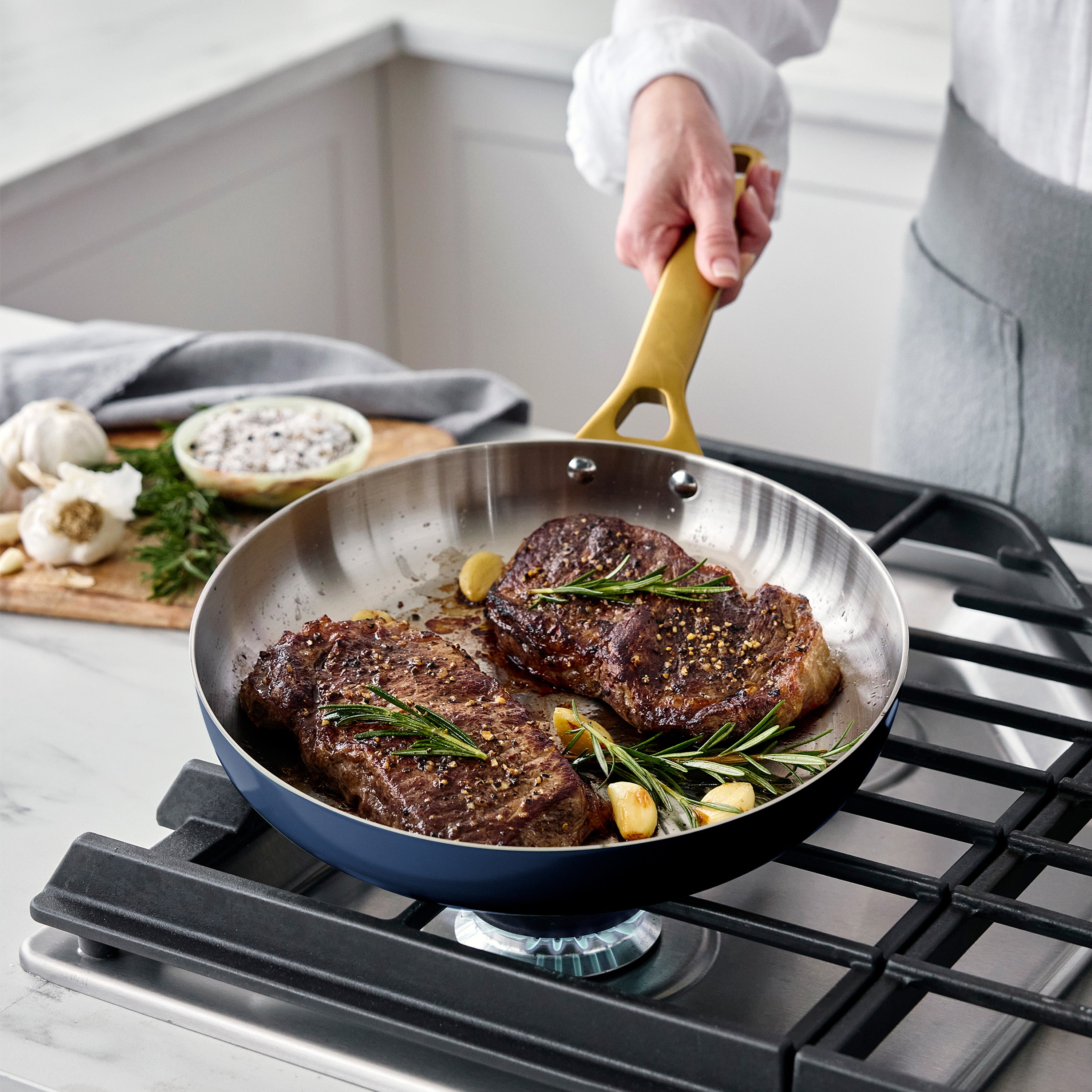 GreenPan Reserve Pro Uncoated Stainless Steel 8" Frypan, Twilight