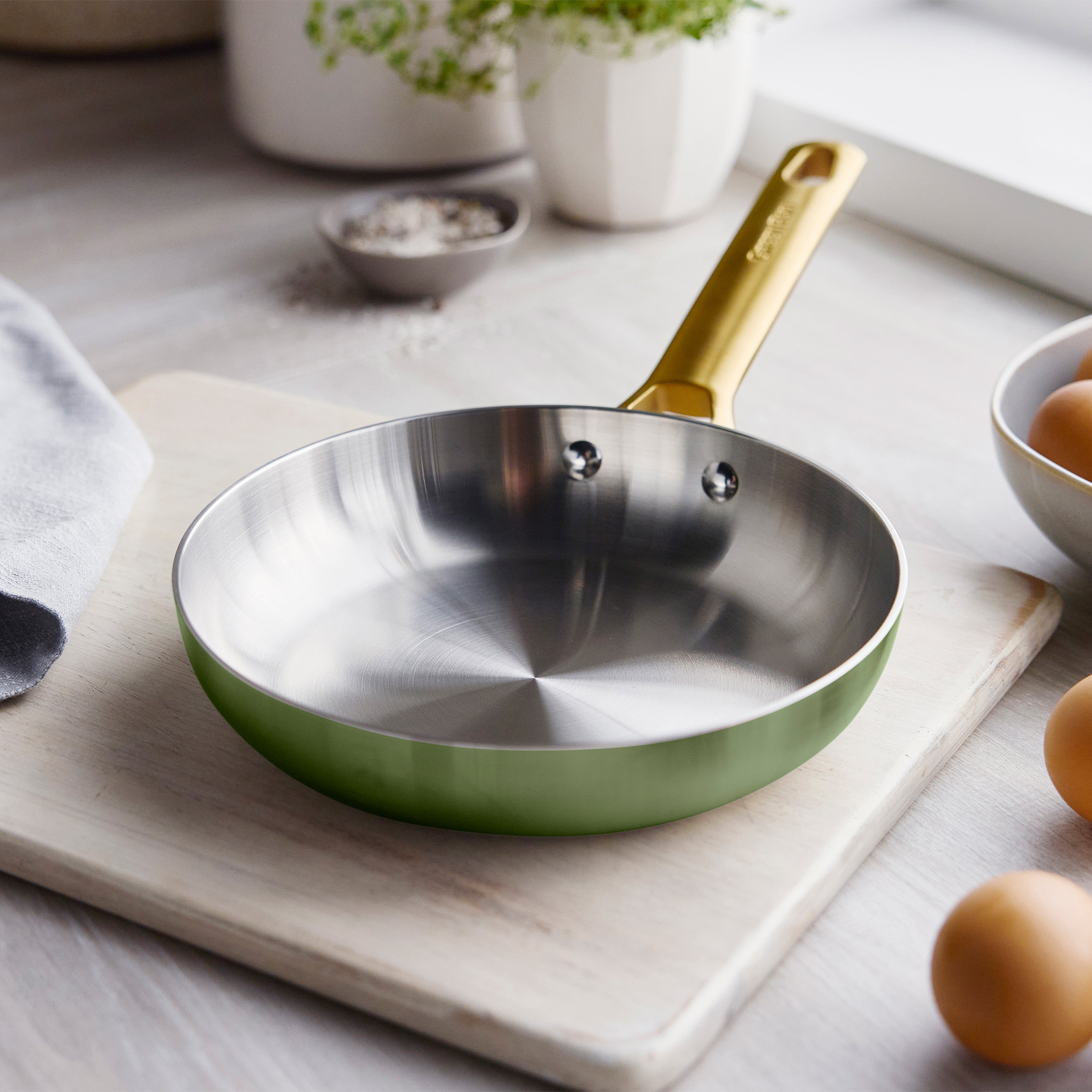 GreenPan Reserve Pro 8" Stainless Steel Frypan – Sage