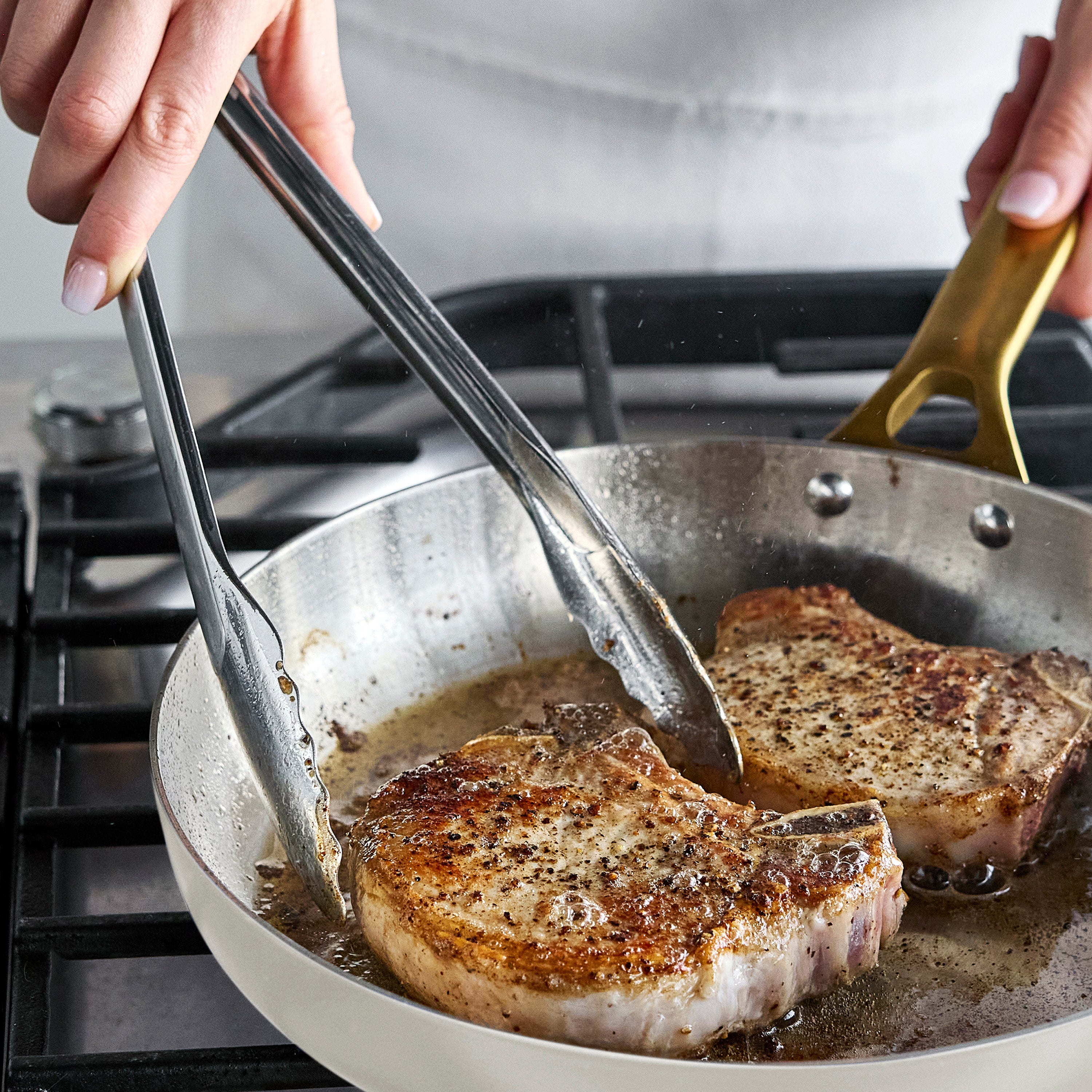 GreenPan Reserve Pro 10" and 12" Stainless Steel Frypan Set – Cream