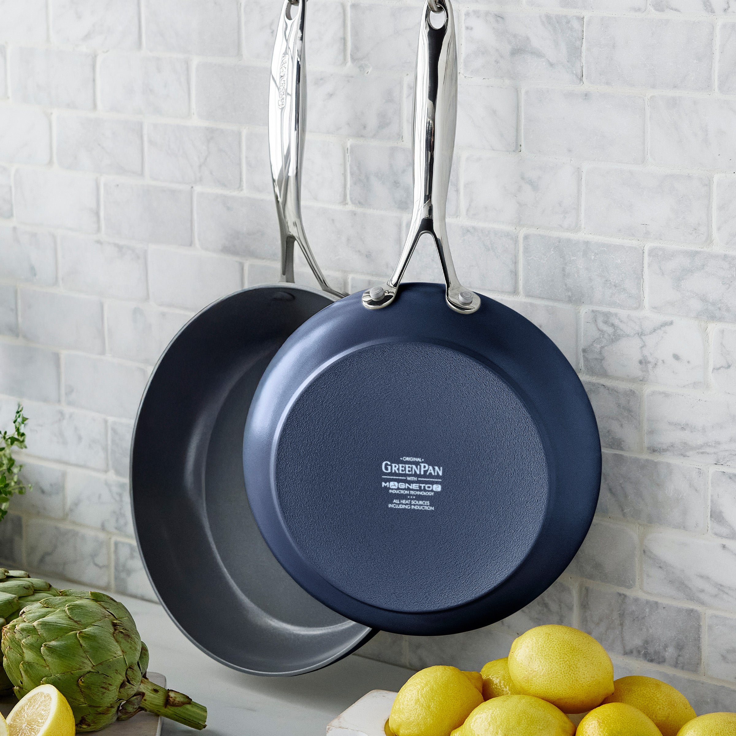 GreenPan Valencia Pro Ceramic Nonstick 9.5" and 11" Frypan Set, Twilight